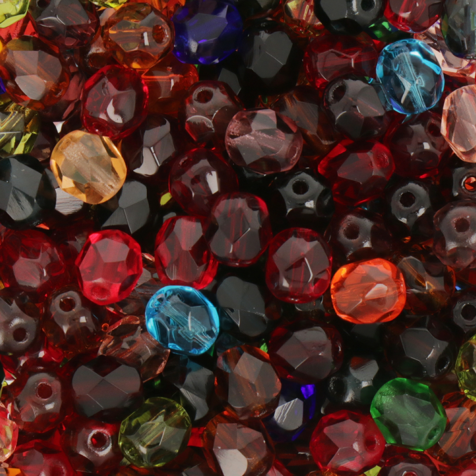 czech fire-polished round beads mix transparent 6mm | 50pc