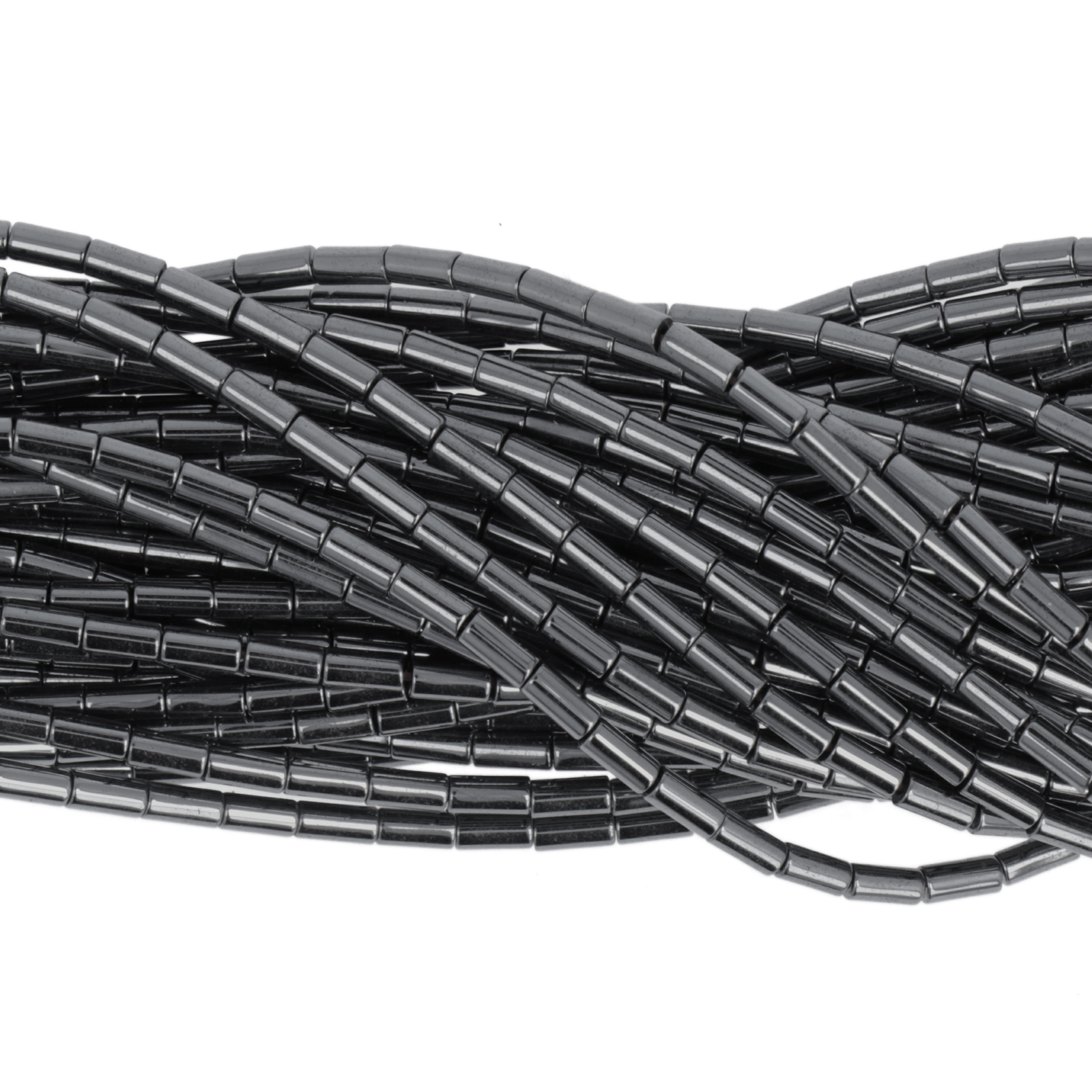 hematite smooth tube 4x2mm | 15/16-inch strand