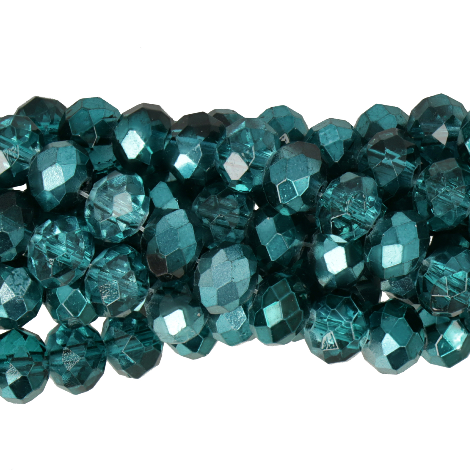 crystal/metallic emerald chinese crystal faceted roundelle 8x6mm | 1 strand