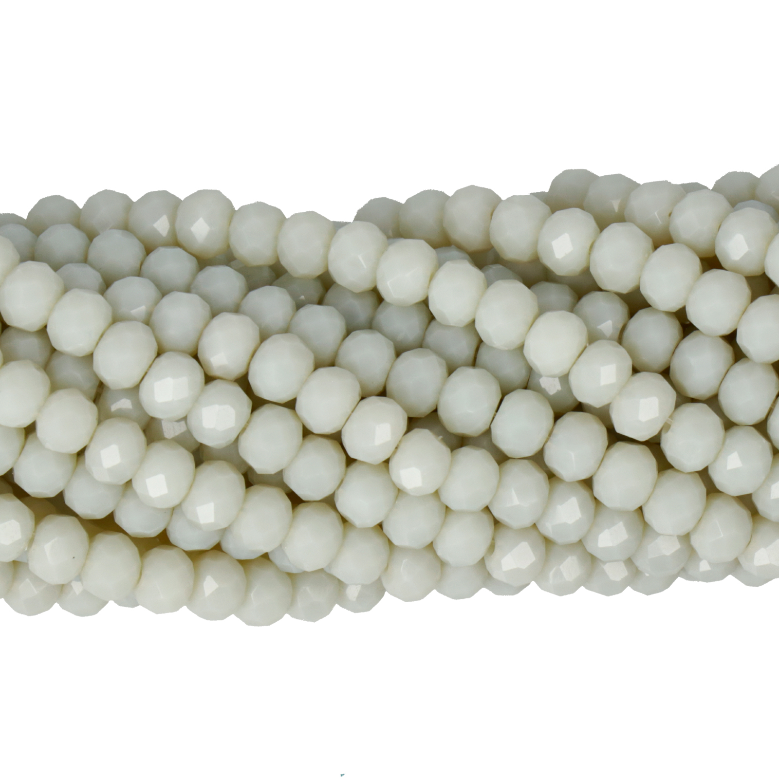 opaque ivory chinese crystal faceted roundelle 4x3mm | 1 strand
