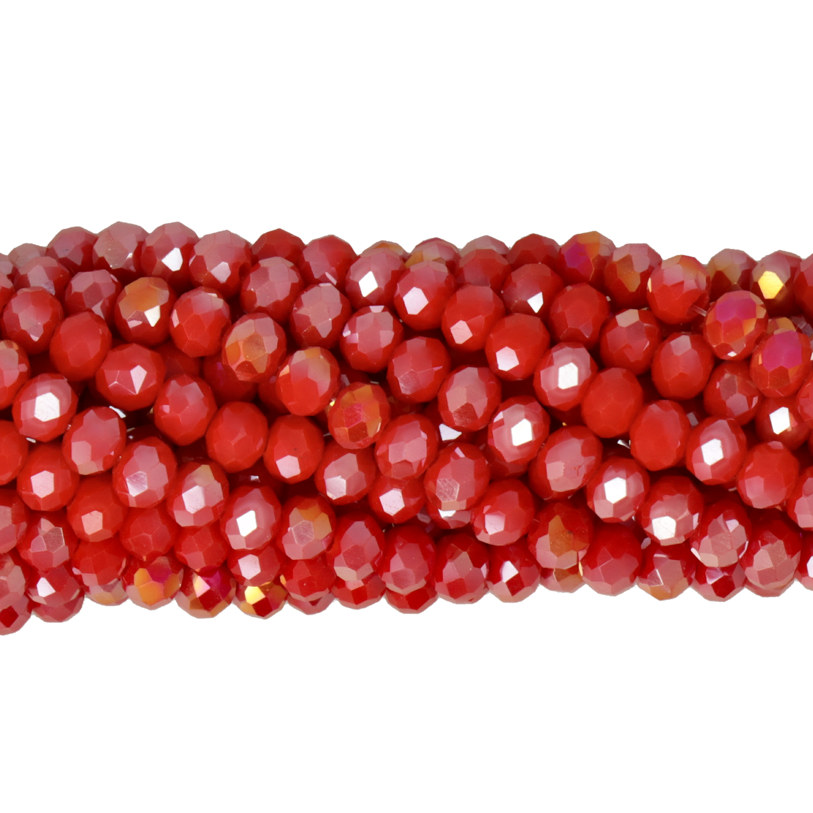 chinese glasperlen facettiertes rondelle opaque red ab 4x3mm | strang 100st ca