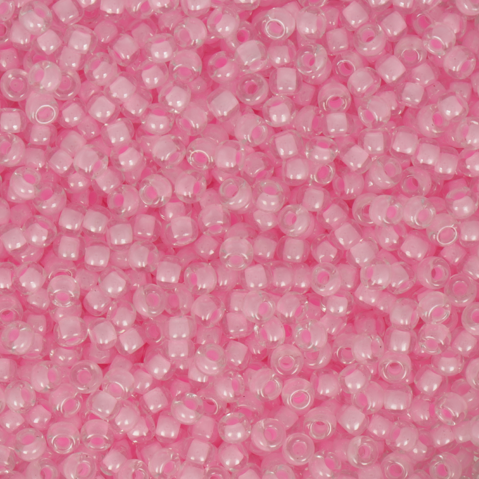 miyuki rocailles 8/0 - color-lined pink/crystal (207) | 10gr