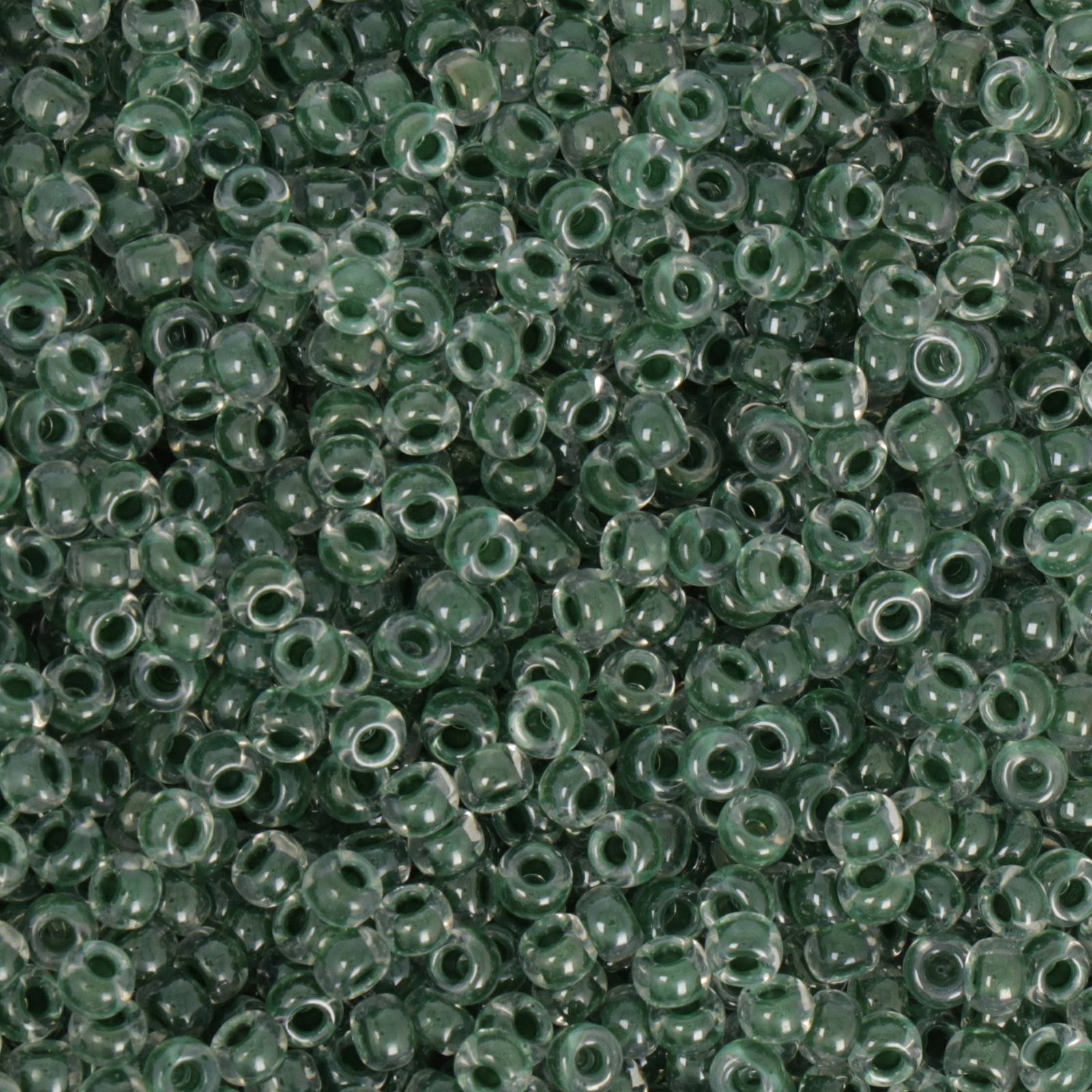 miyuki rocailles 8/0 - color-lined forest green/crystal (217) | 10gr