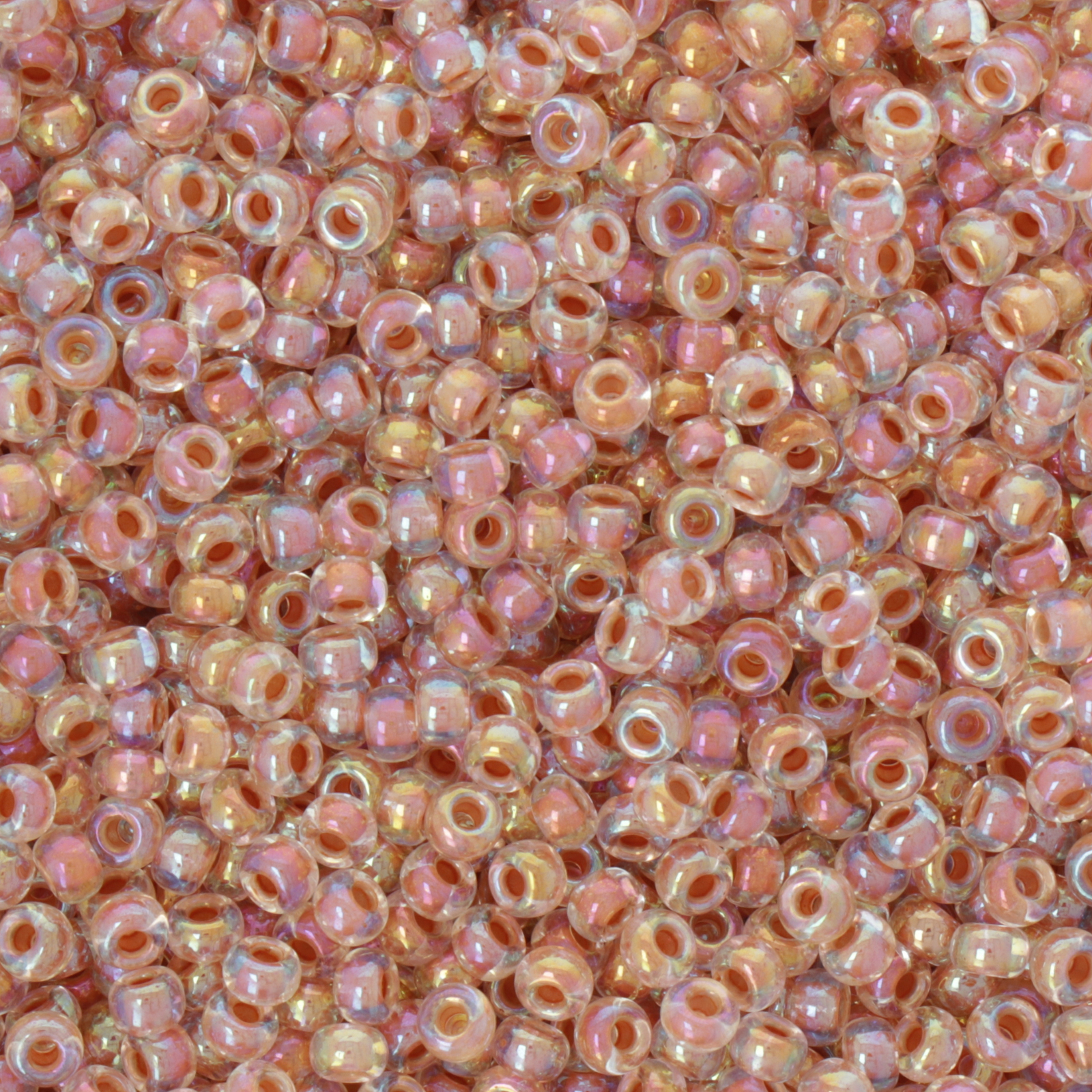 miyuki rocailles 8/0 - color-lined dark peach/crystal ab (275) | 10gr