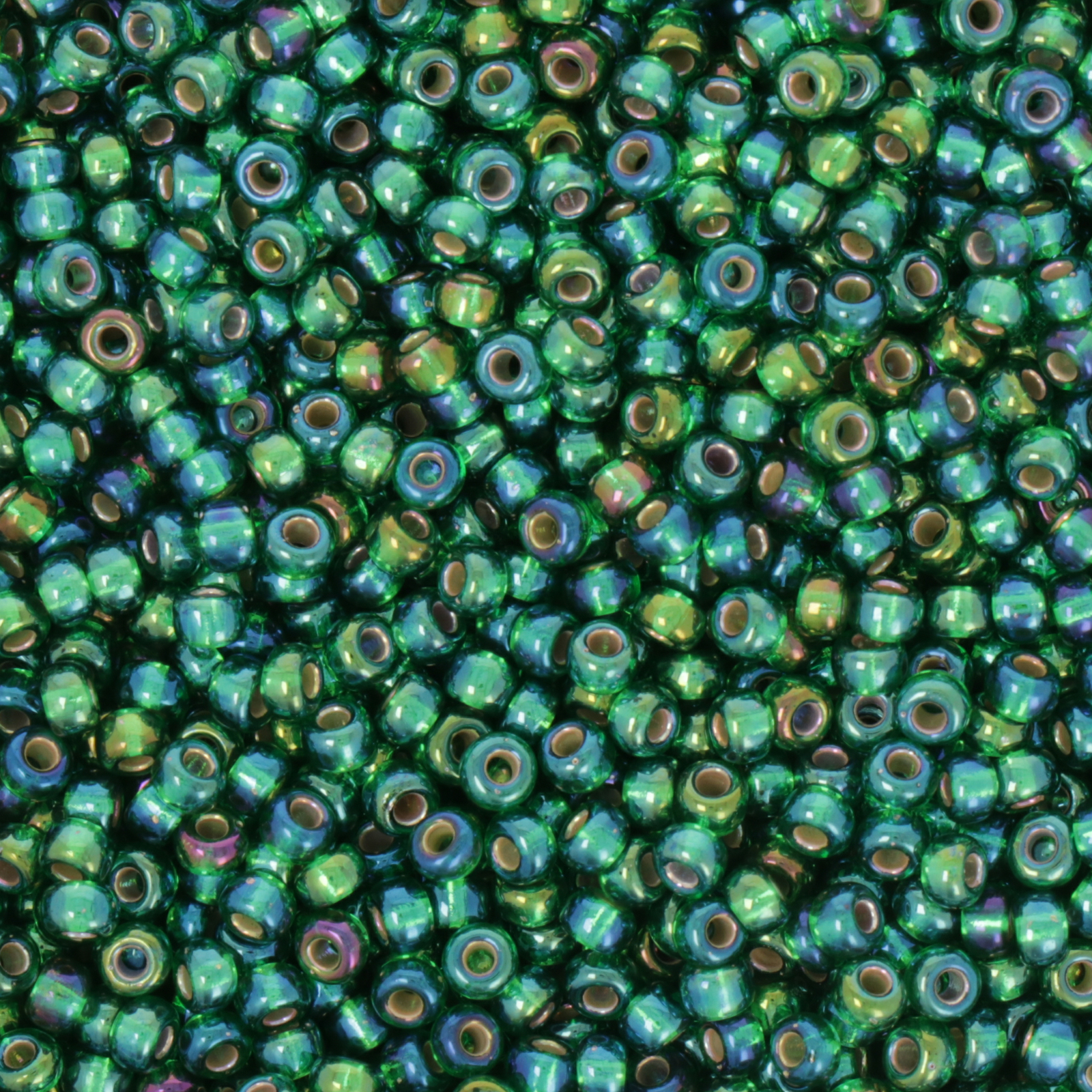 miyuki rocailles 8/0 - silver-lined green ab (1016) | 10gr
