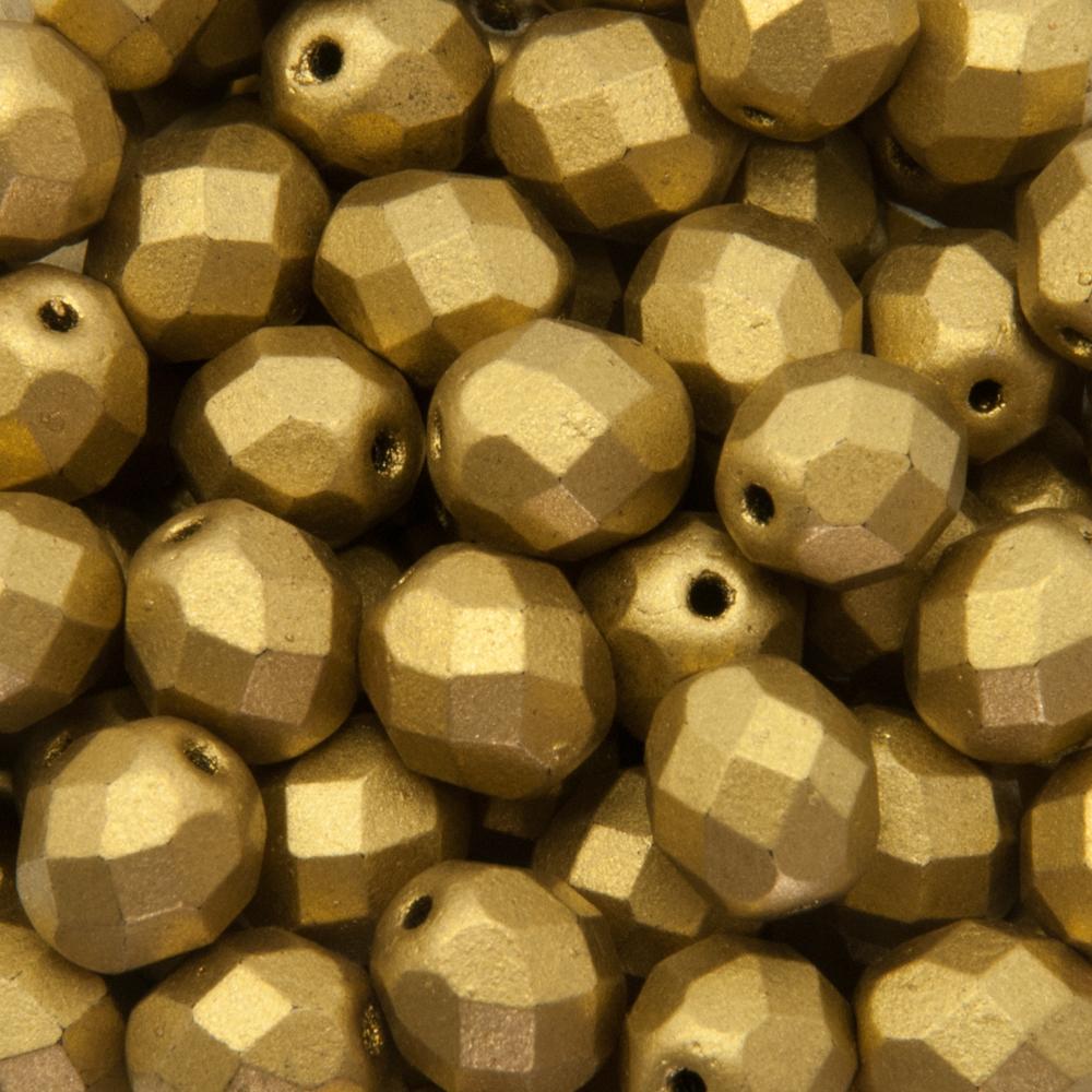 czech fire-polished round beads - matte metallic antique gold 8mm | 25pc
