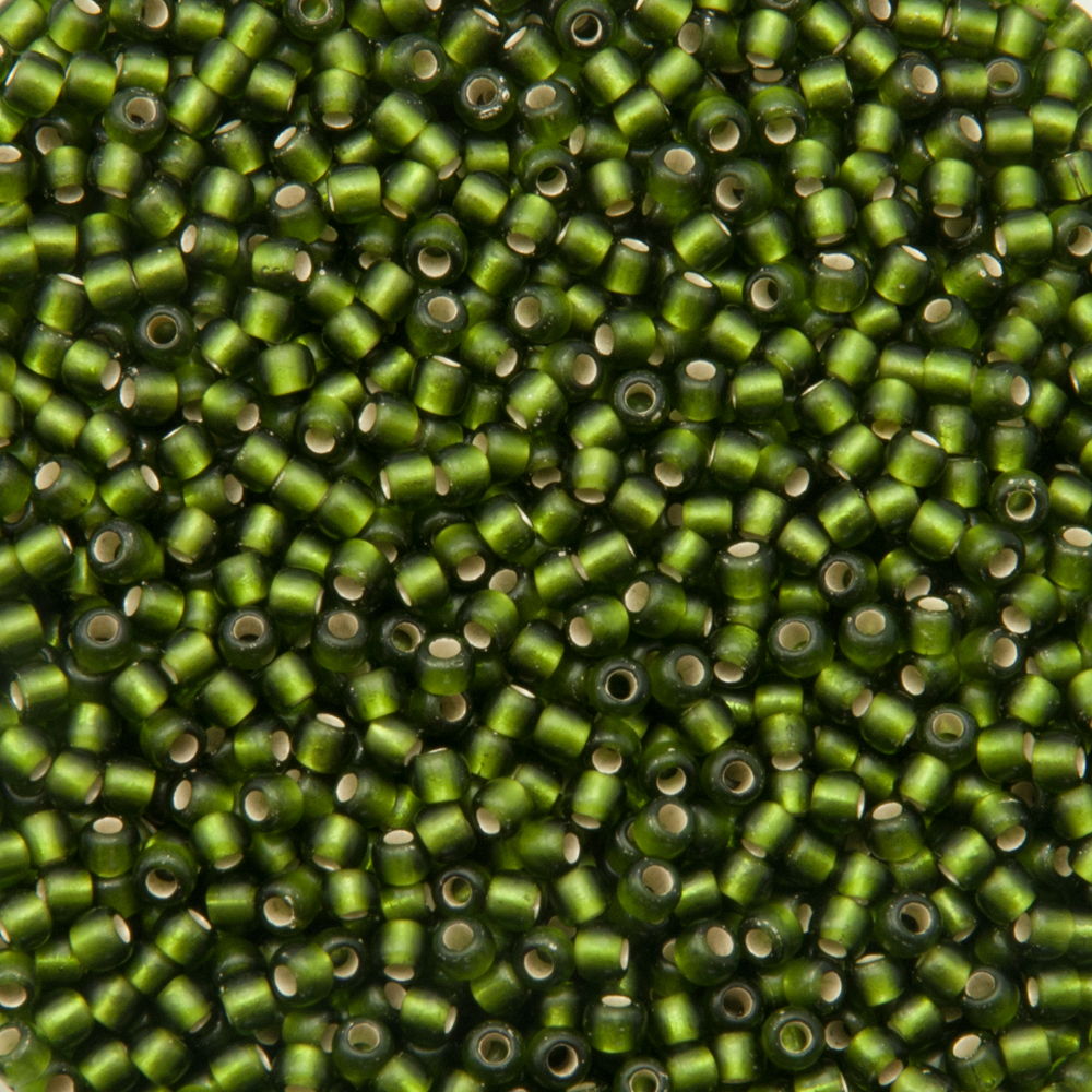 saatperlen toho 11/0 silver-lined frosted olive (37f) | 10gr