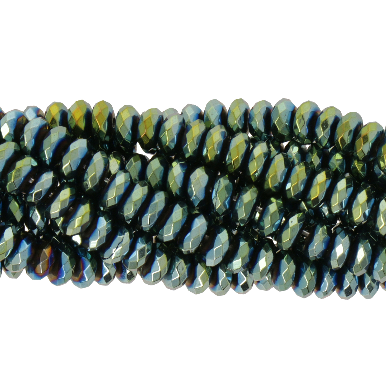 hämatit plated green iris facettiertes rondell 6x3mm | strang 38/40cm