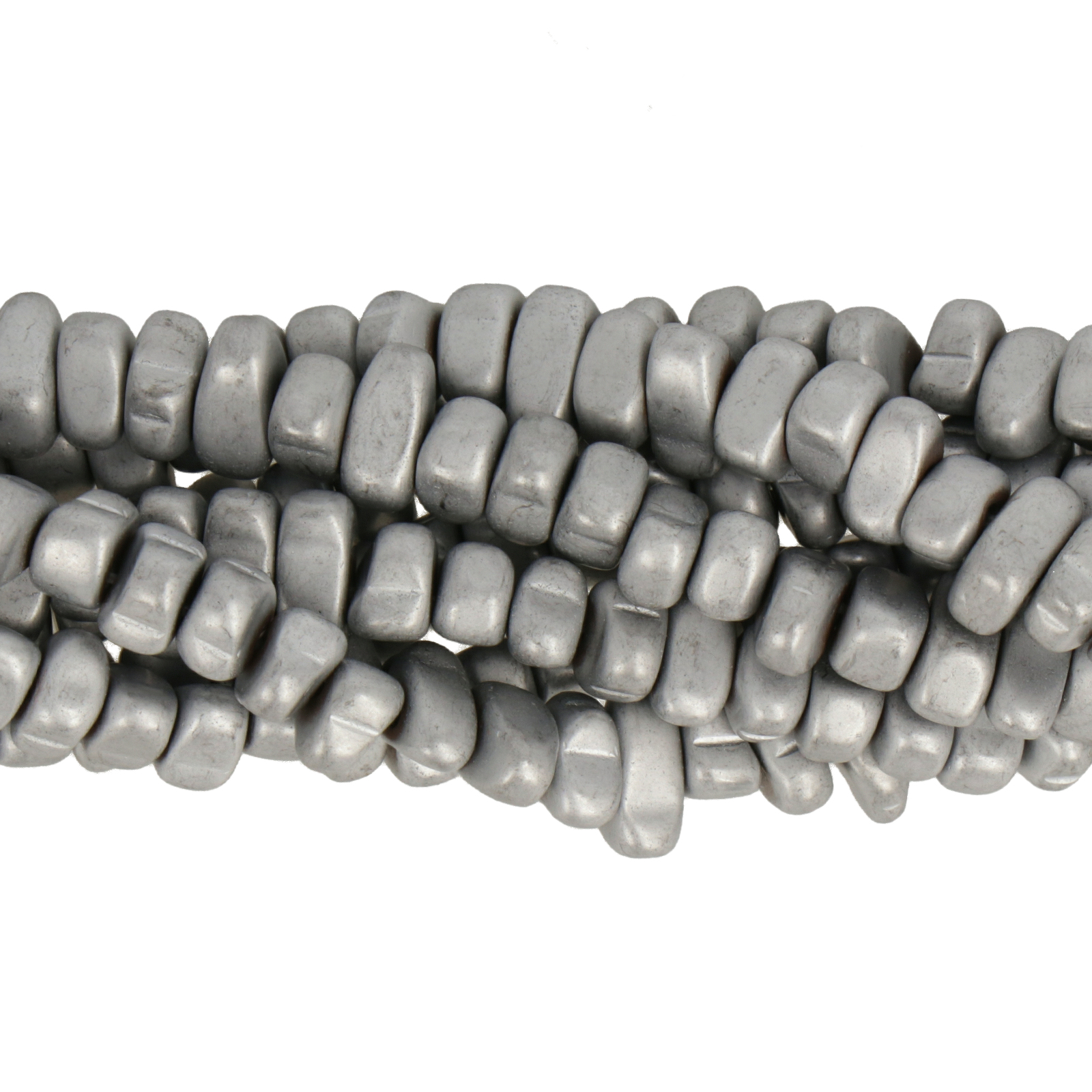 hämatit plated matte silver nugget 6-8mm | strang 38/40cm