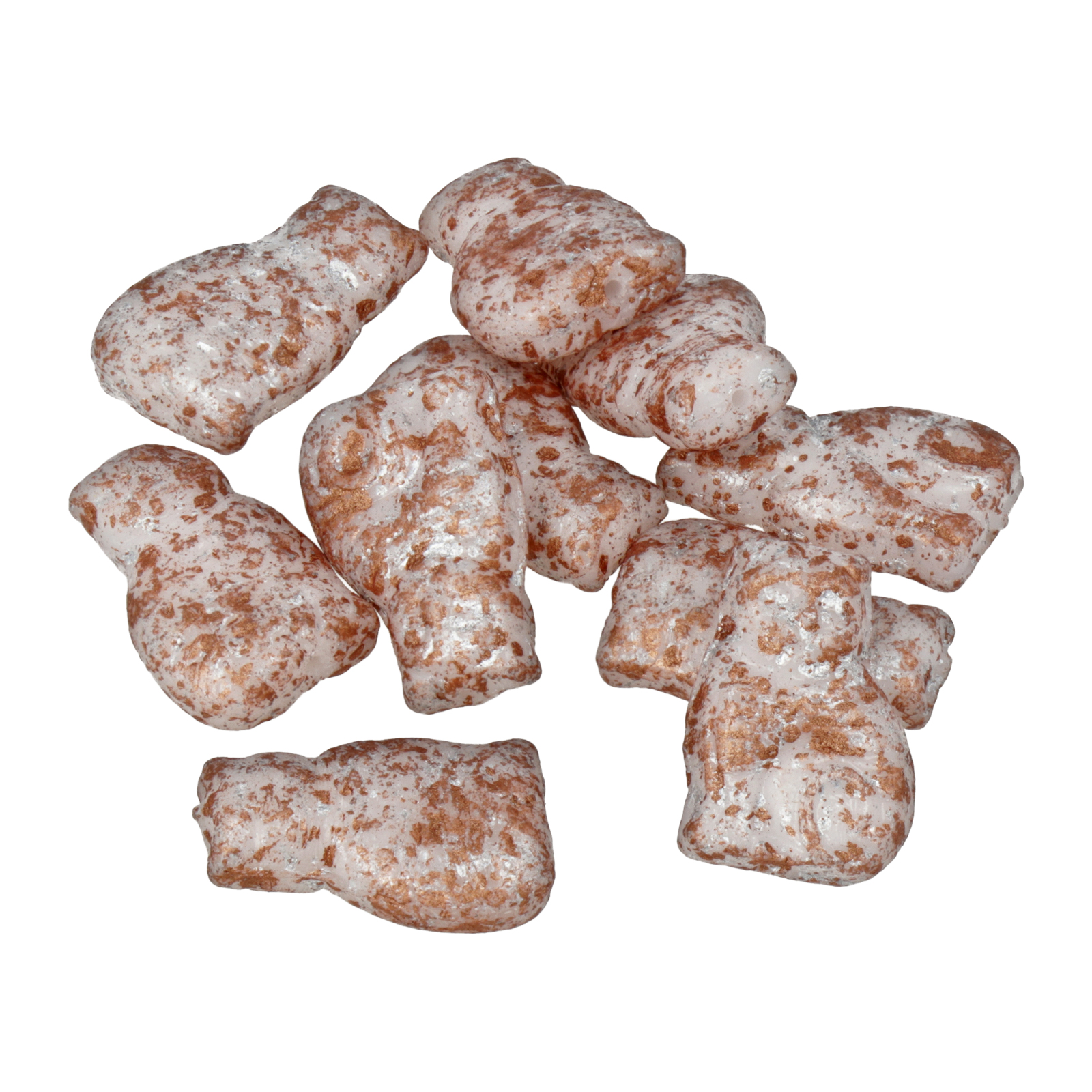 böhmische glas perlen - white/copper katze 17x11mm | 8st