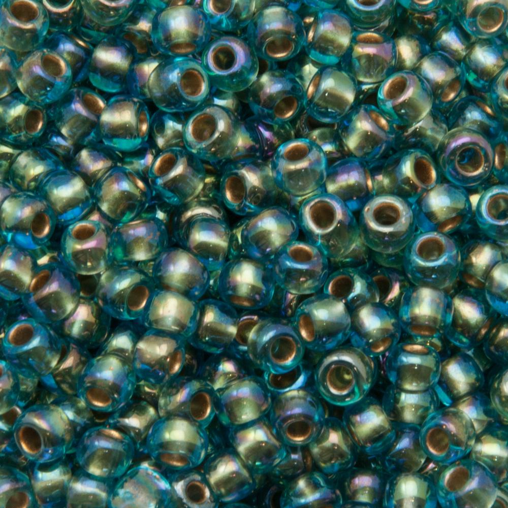 rocaille toho seed beads 6/0 - gold lined rainbow aqua (995) | 10gr