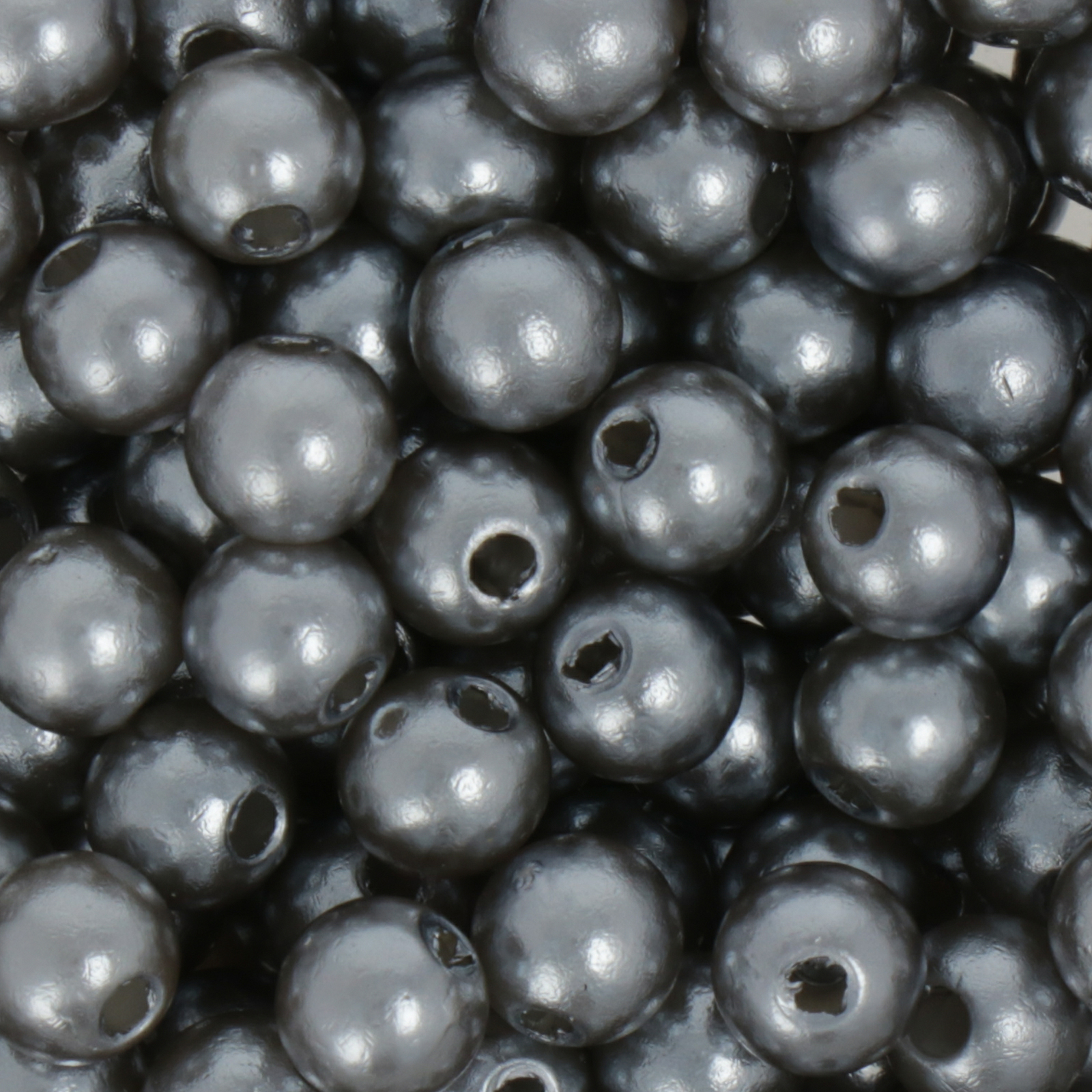 plastic pearl - hematite 6mm - 210pc aprox. | 25gr
