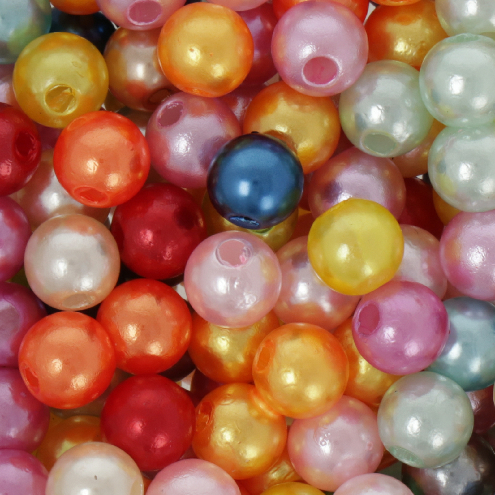 plastic pearl - mixed colors 6mm - 210pc aprox. | 25gr