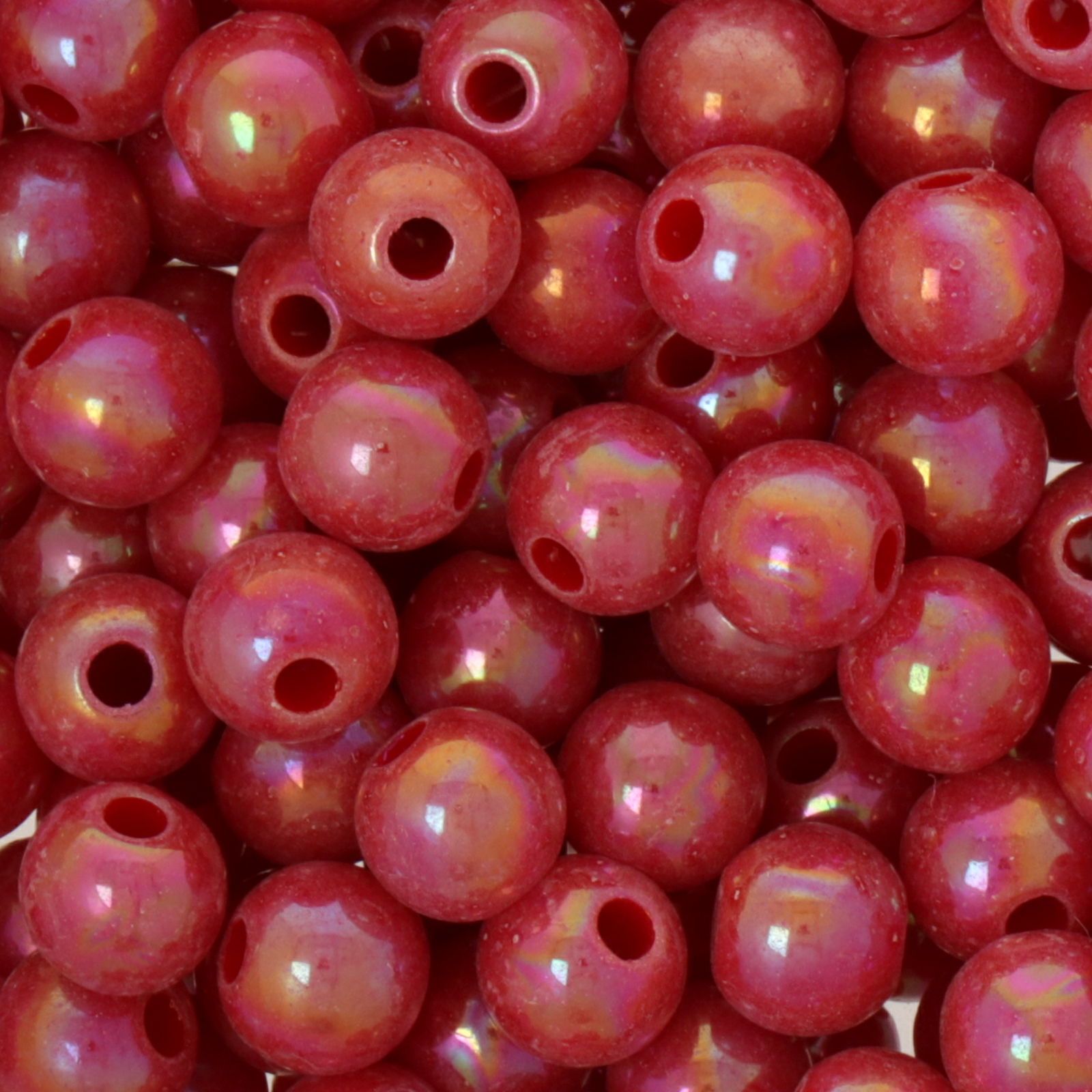 plastic pearl - red luster 6mm - 210pc aprox. | 25gr