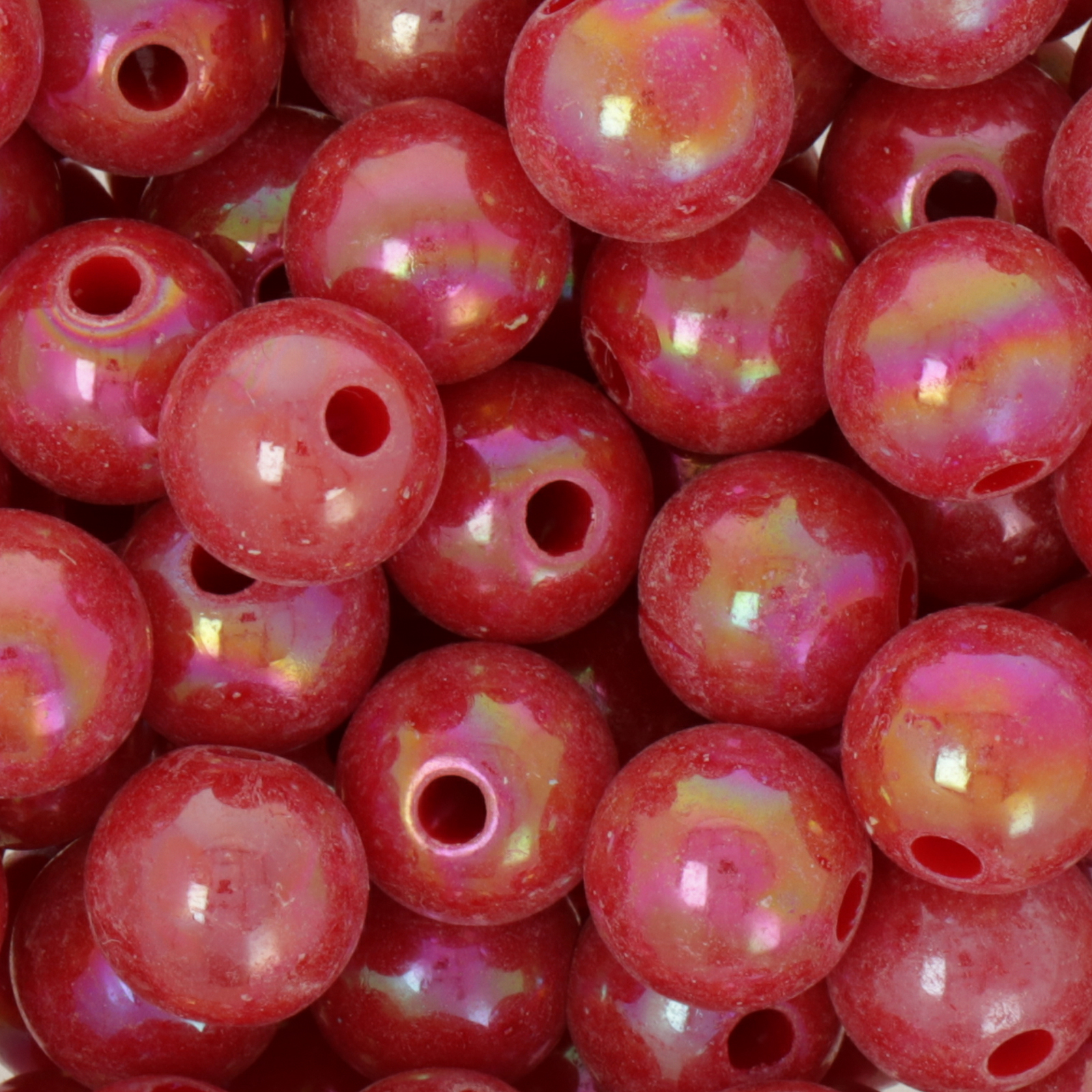 plastic pearl - red luster 8mm - 100pc aprox. | 25gr