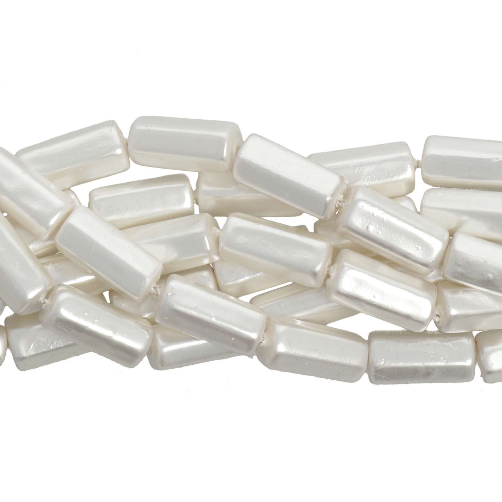 south-sea shell beads - white faceted tube 15x7mm | 4pc