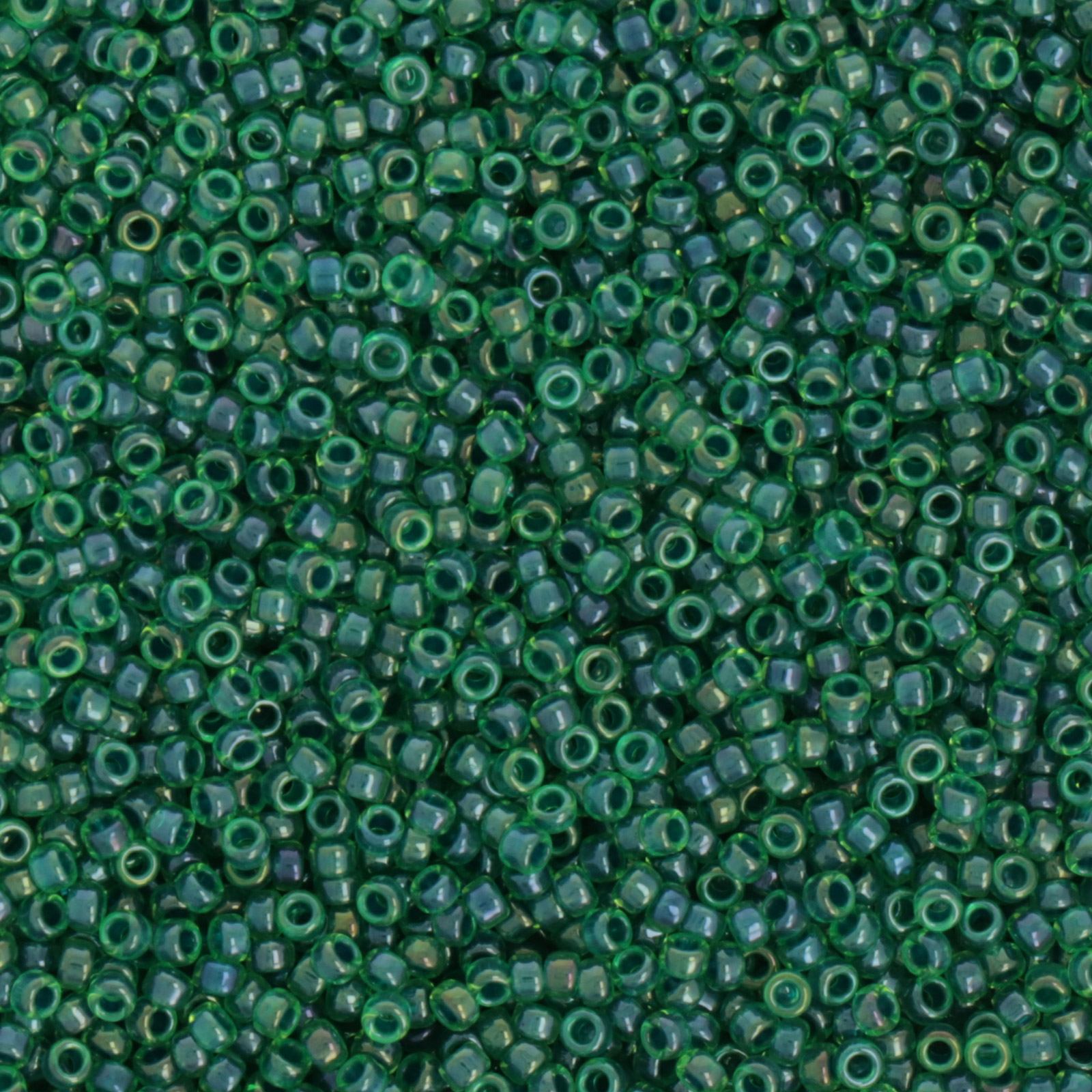 miyuki rocailles 15/0 - color-lined dark blue/green ab (332) | 10gr