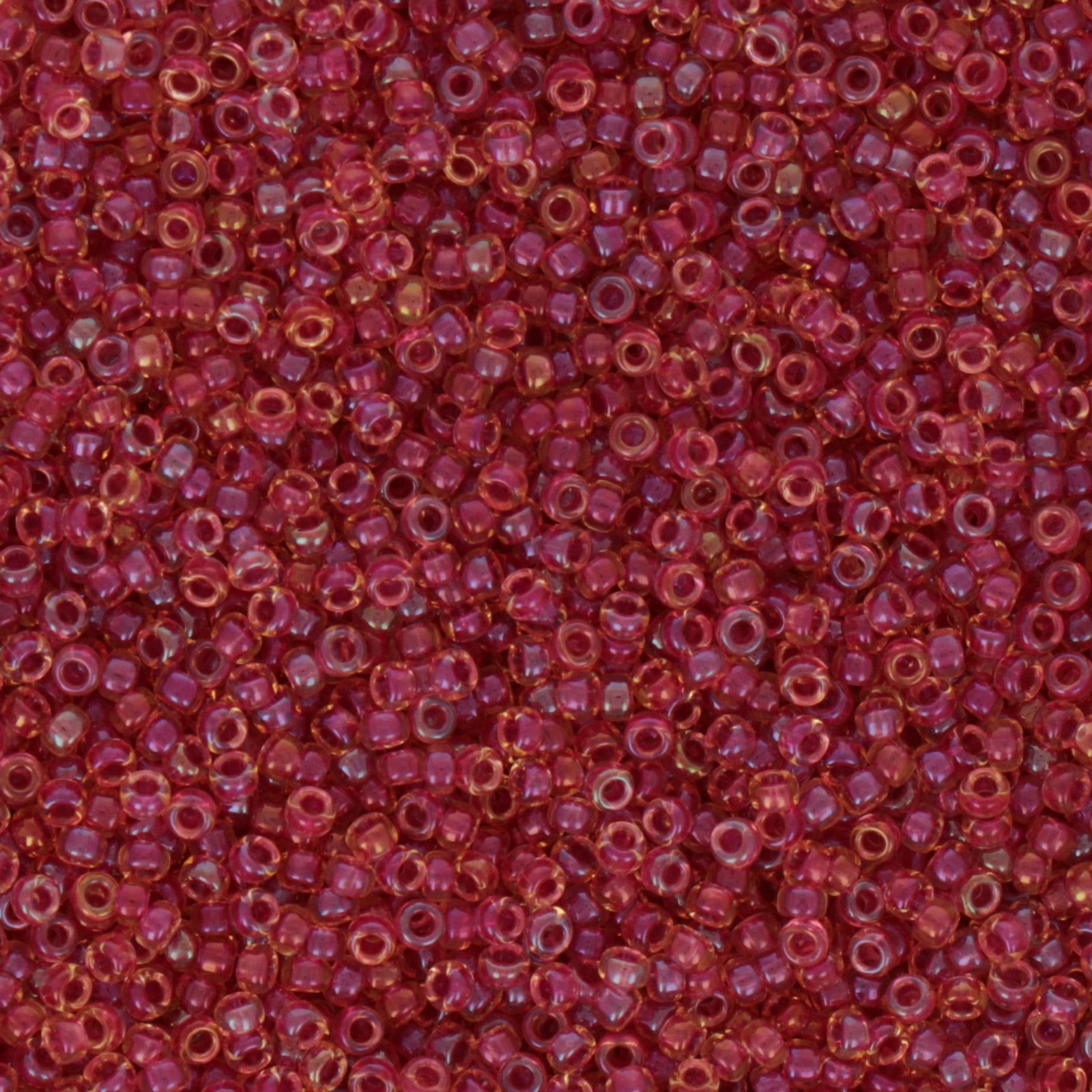 miyuki rocailles 15/0 - color-lined light cranberry/topaz luster (363) | 10gr