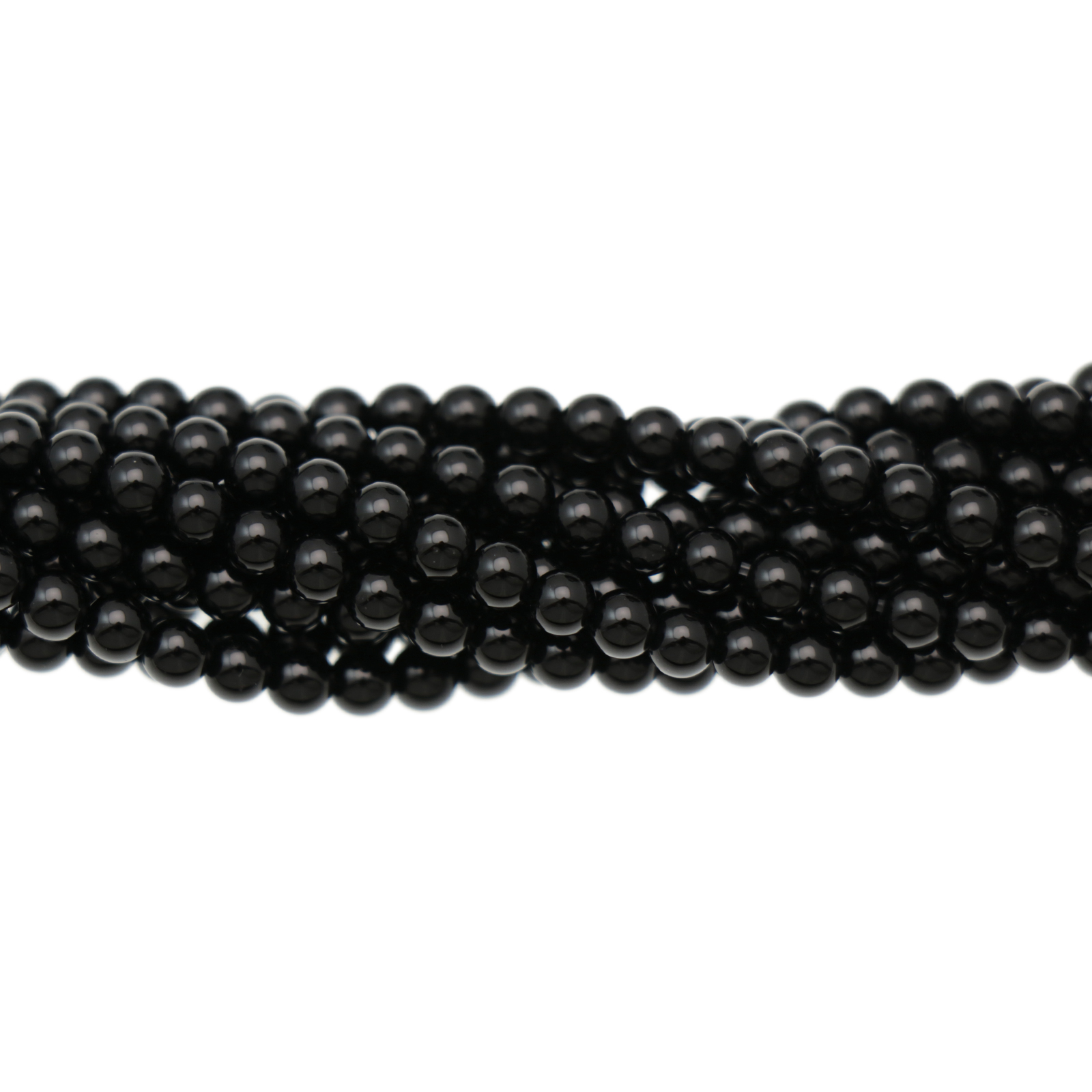 black onyx smooth round 4mm | 16-inch strand