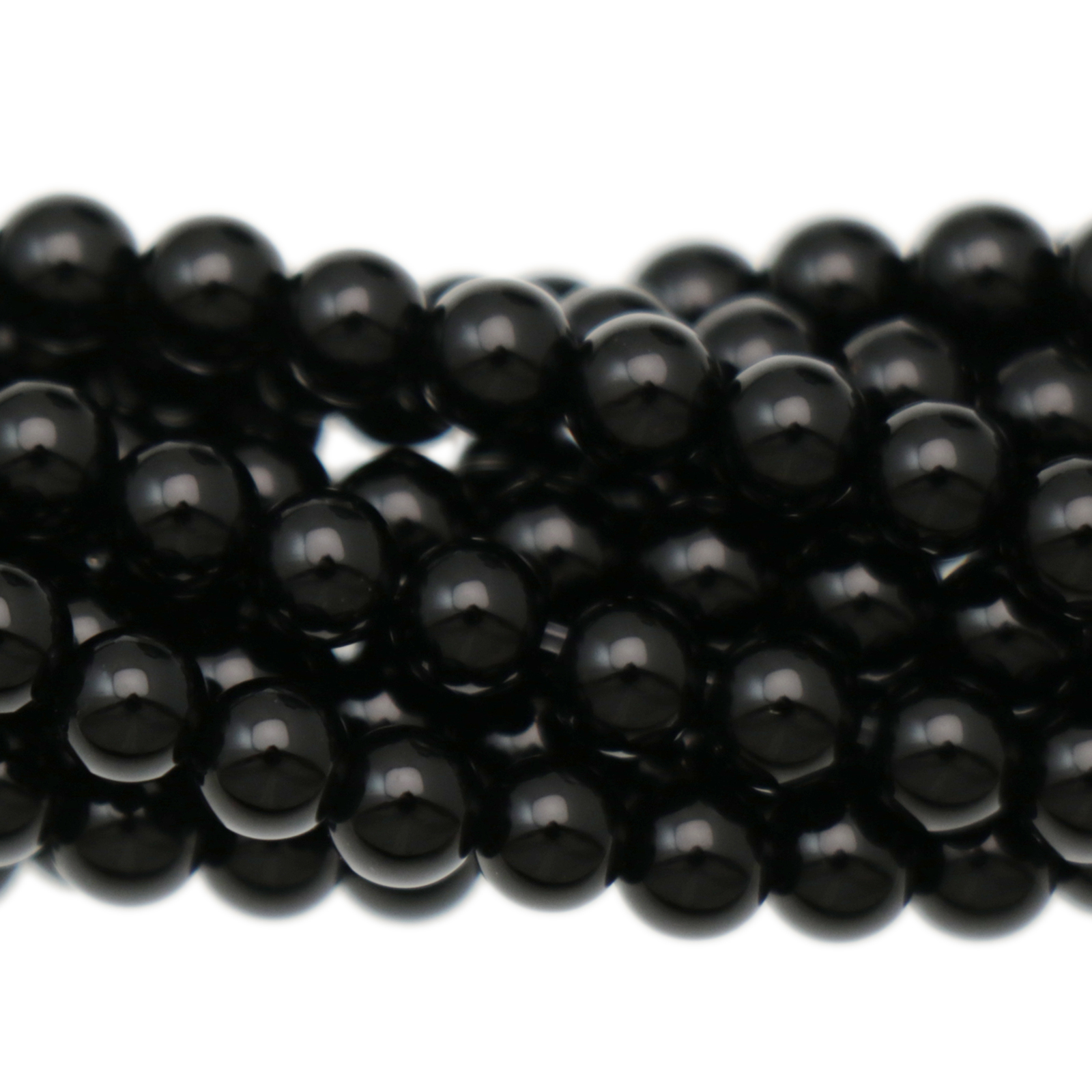 black onyx smooth round 6mm | 16-inch strand
