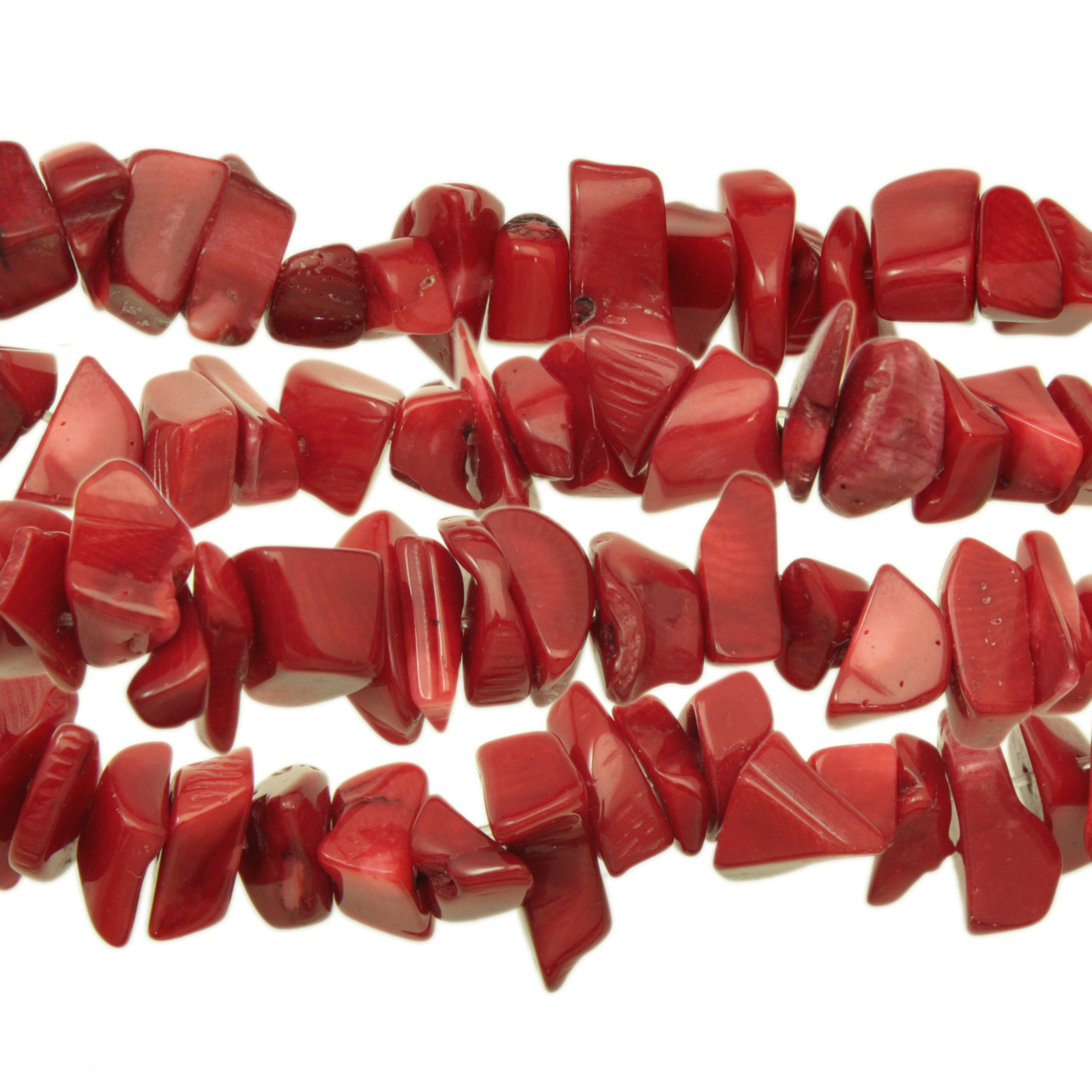 red bamboo coral chips 5-10mm | 32-inch strand approx.