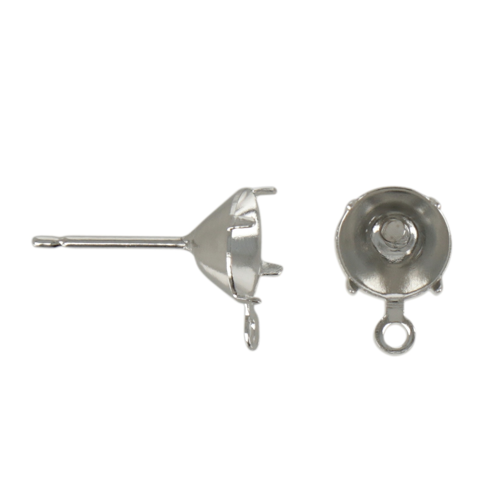 rhodium silver plated post earrings with chaton ss29 (6,32mm) setting 7mm | 24pc