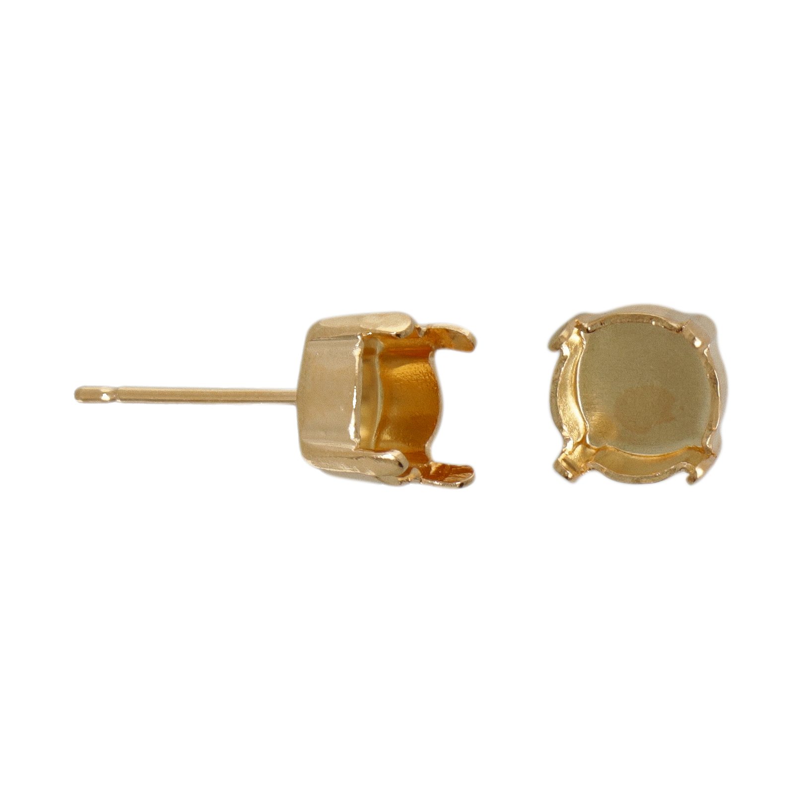 gold plated post earrings with chaton ss29 (6,32mm) setting 7mm | 8pc