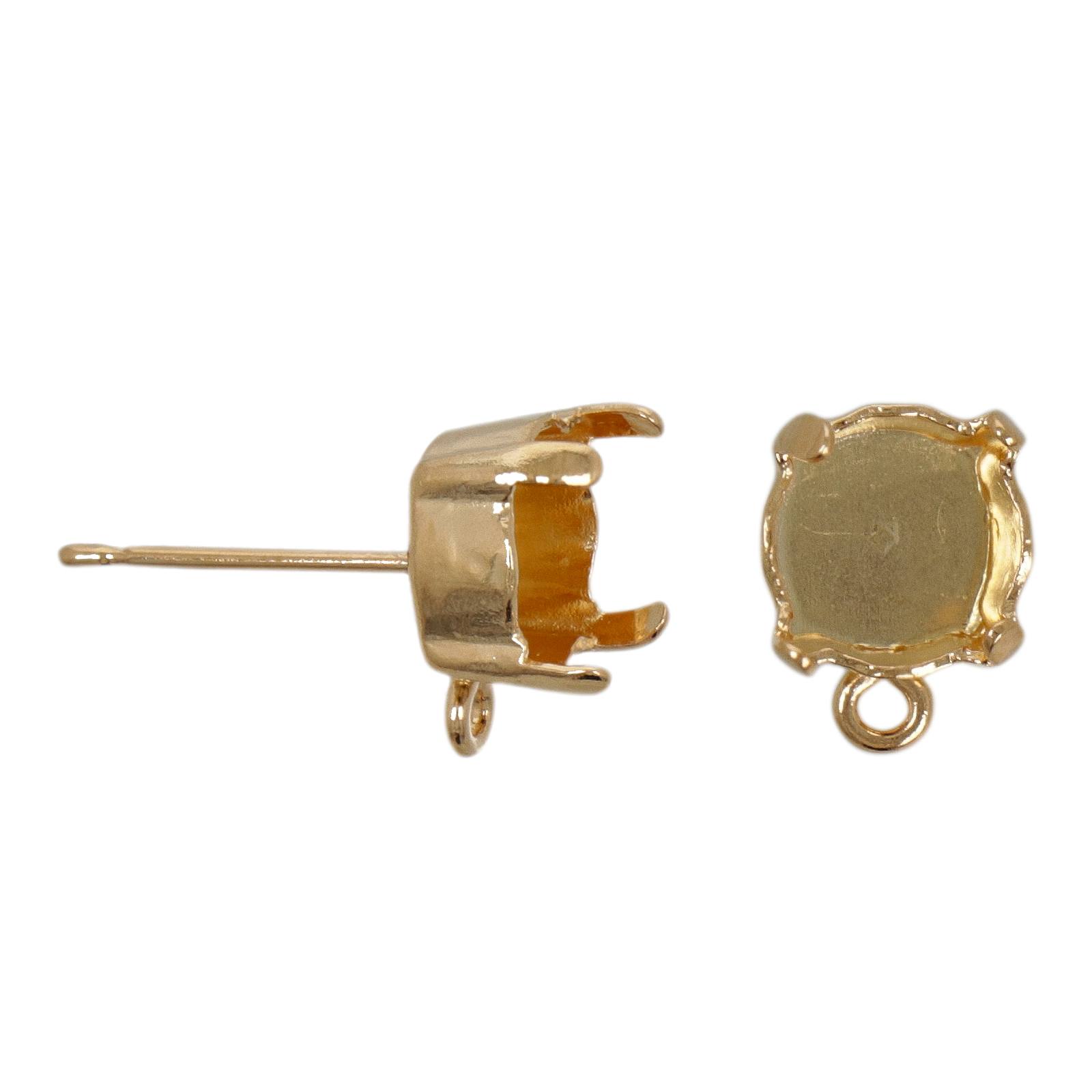 ohrstecker mit fassung chaton ss39 vergoldet 9mm | 6st