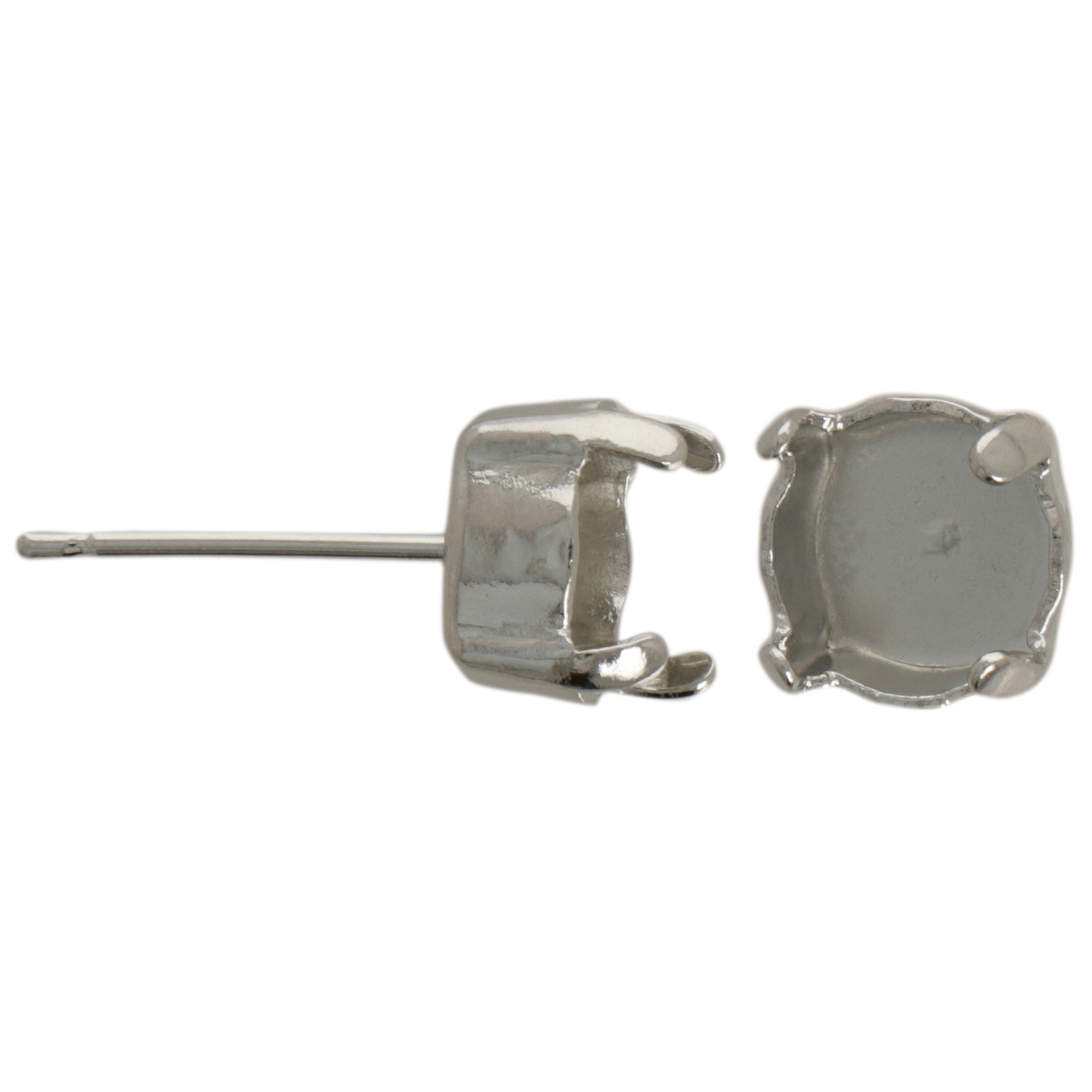 rhodium silver plated post earrings with chaton ss39 (8,41mm) setting 9mm | 12pc