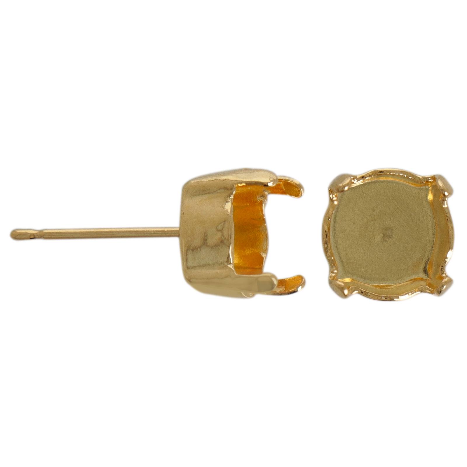 ohrstecker mit fassung chaton ss39 vergoldet 9mm | 8st