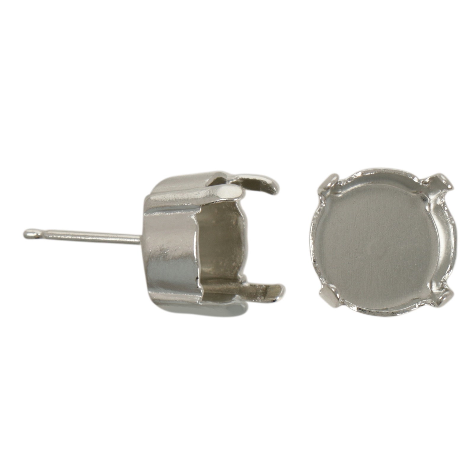 ohrstecker mit fassung rivoli 10mm rhodium versilbert 11mm | 6st