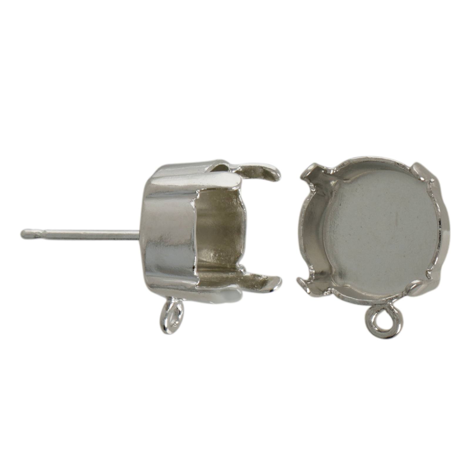 ohrstecker mit fassung rivoli 10mm rhodium versilbert 11mm | 6st