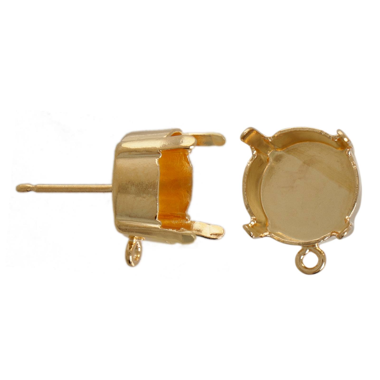 ohrstecker mit fassung rivoli 10mm vergoldet 11mm | 4st