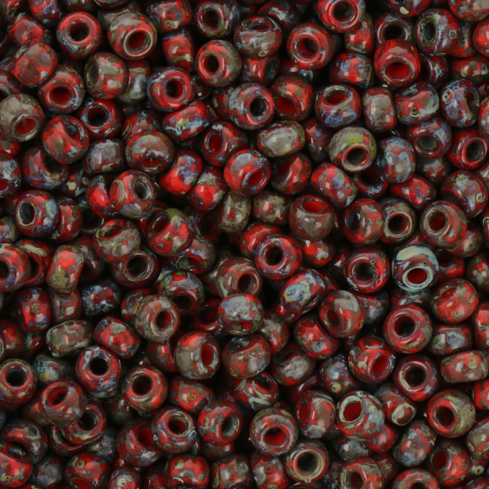 miyuki rocailles 6/0 - picasso opaque red garnet (4513) | 10gr