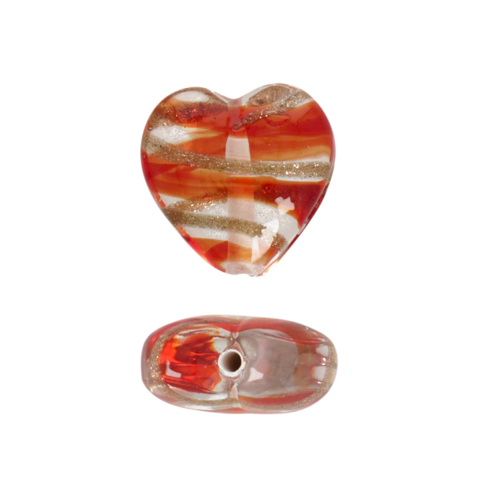 czech lampwork red striped crystal herz 16mm | 1st