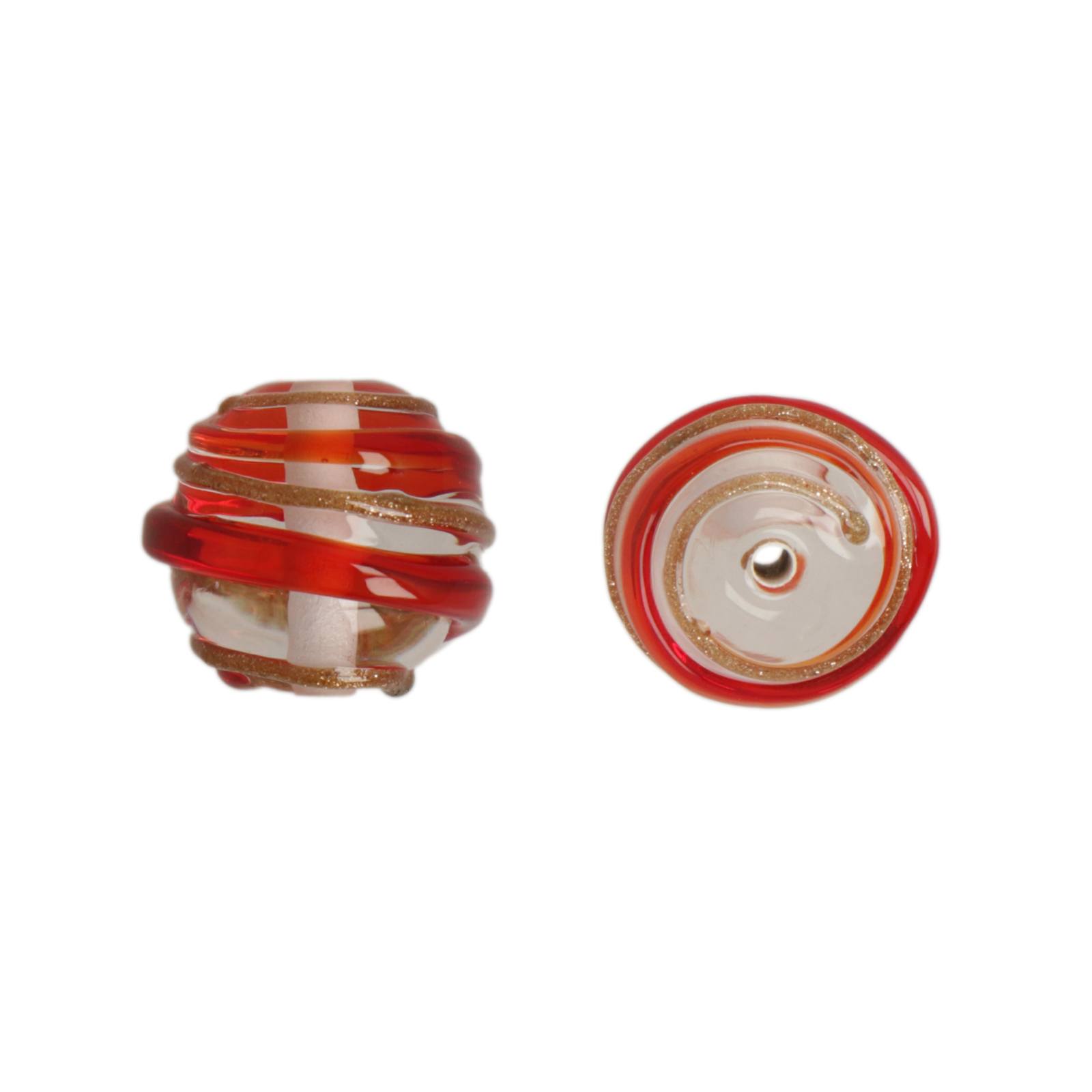 czech lampwork red striped crystal runde 12mm | 1st