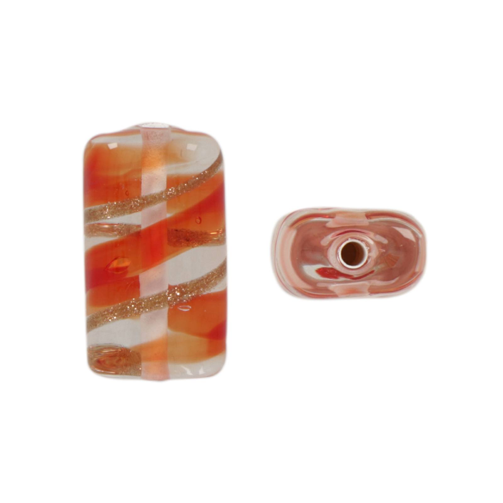 czech lampwork red striped crystal rechteck 18x12mm | 1st