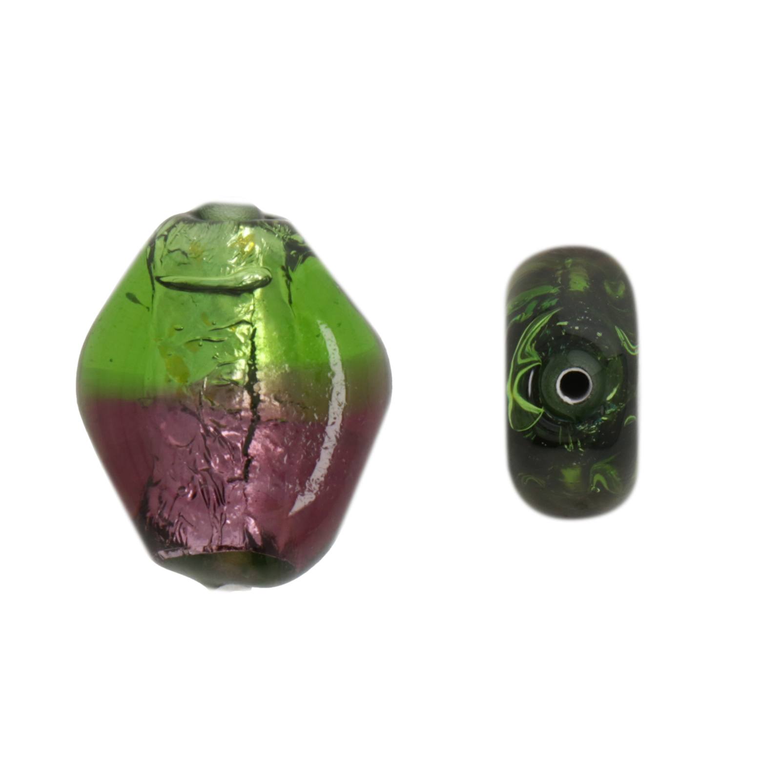 czech lampwork silver leaf tourmaline irregular 18x15mm | 1pc