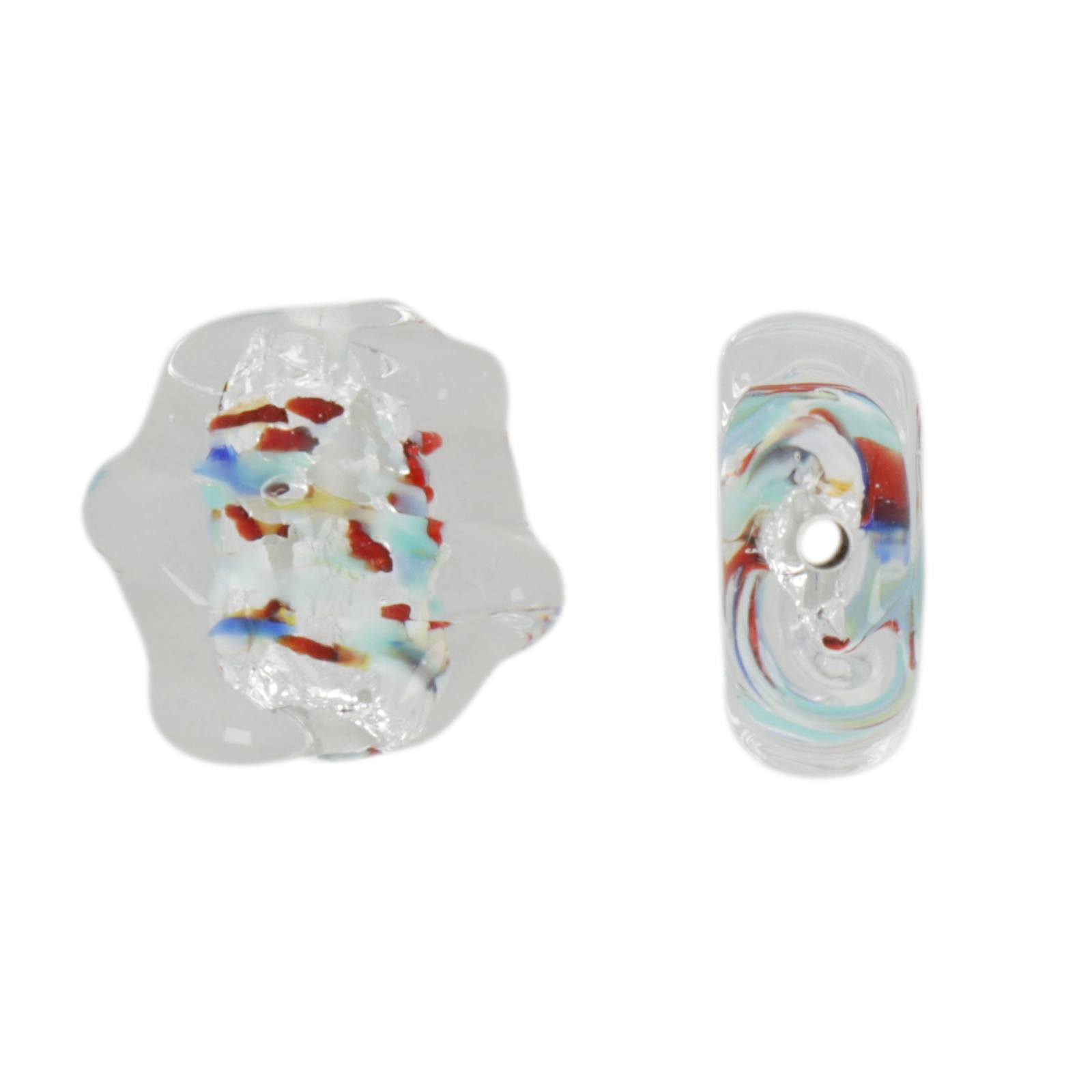 czech lampwork silver leaf dotted crystal coin twisted 15x13mm | 1pc