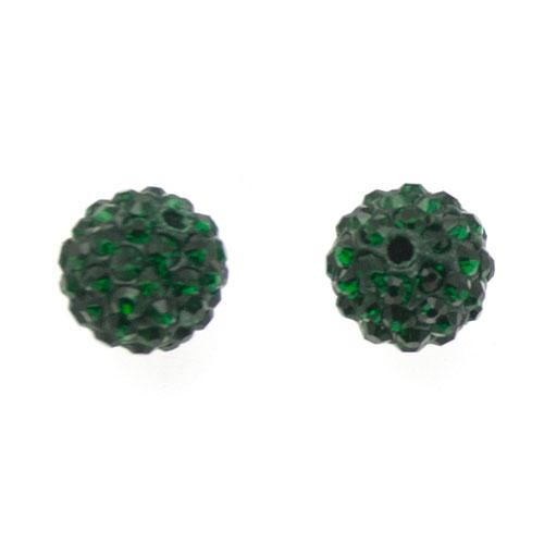 pave' beads - emerald round 10mm | 4pc