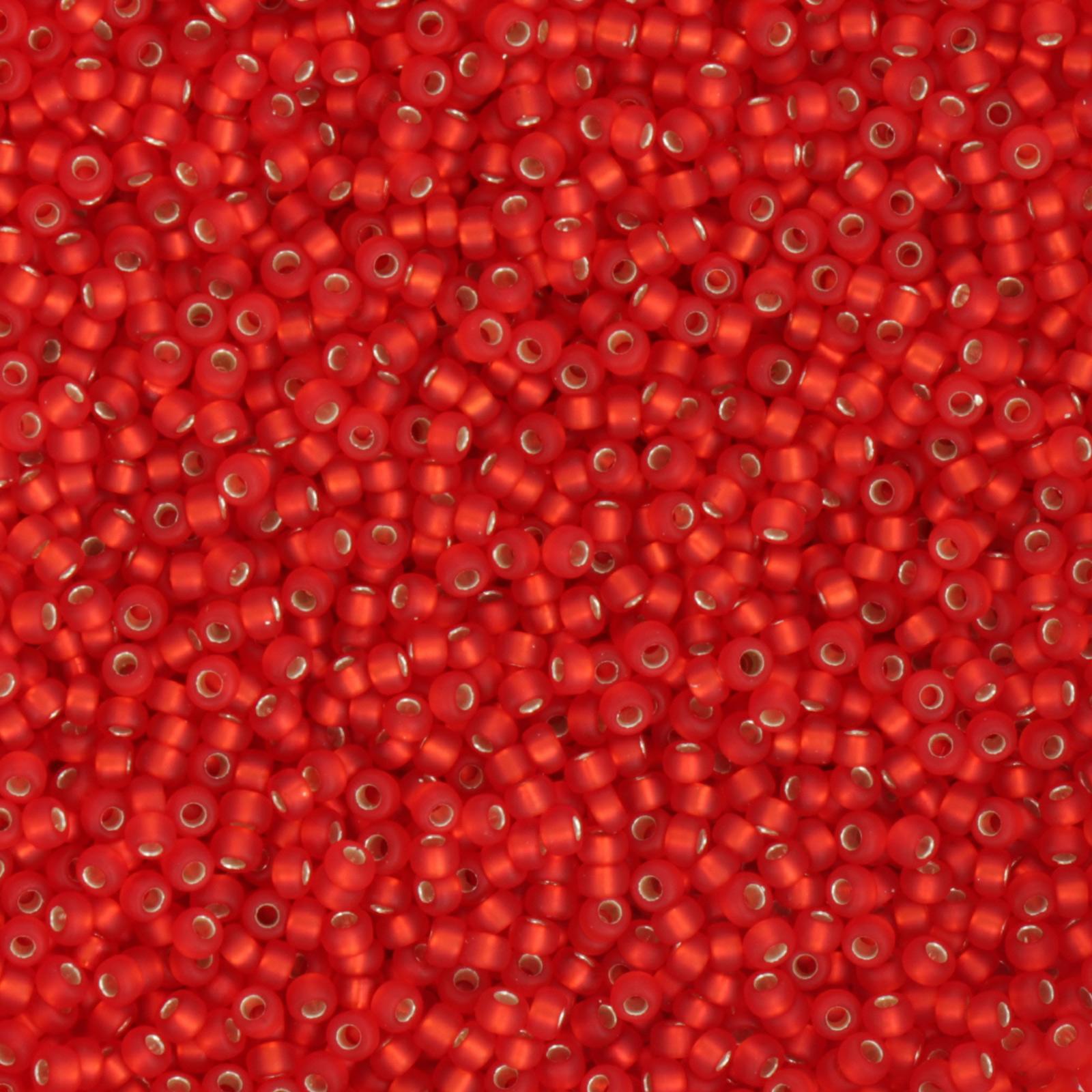 miyuki rocailles 11/0 - matte silver-lined flame red (10f) | 10gr