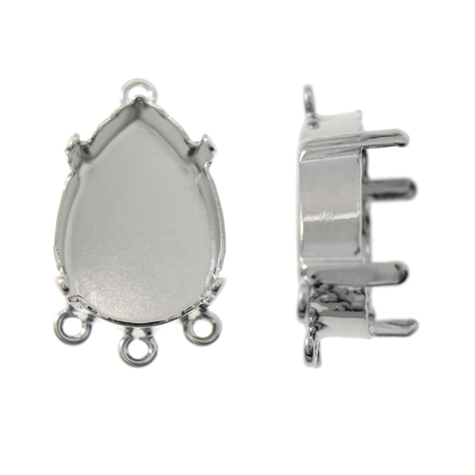 rhodium silver plated setting for drop 4320 18x13mm | 1pc