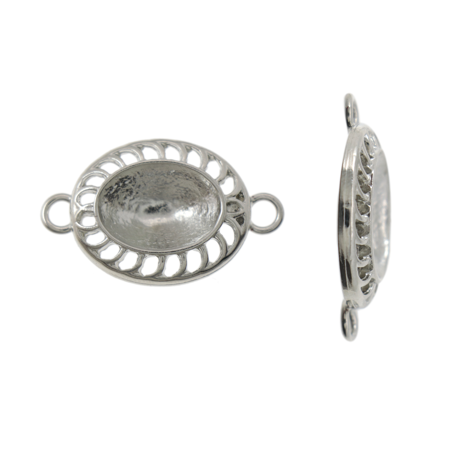 rhodium silver plated setting for oval 4120 14x10mm | 1pc