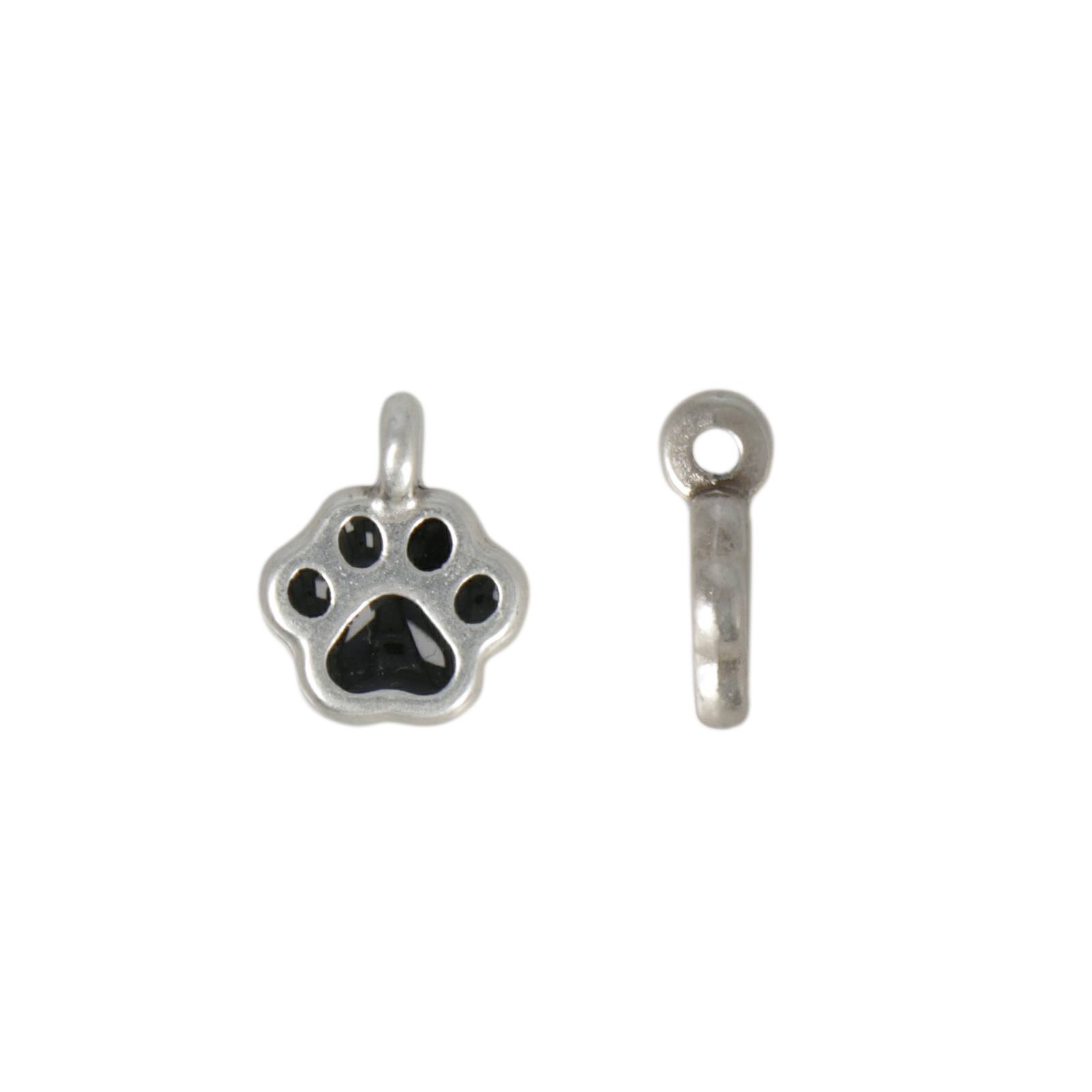 black enameled paw charm 9mm | 2pc