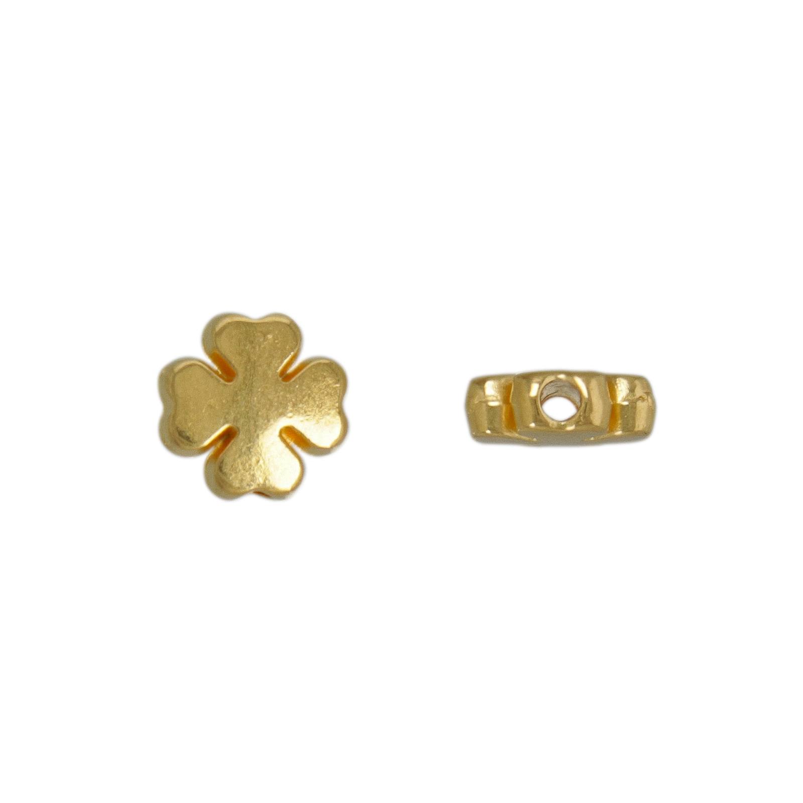 gold plated four leaf beads 8mm | 4pc