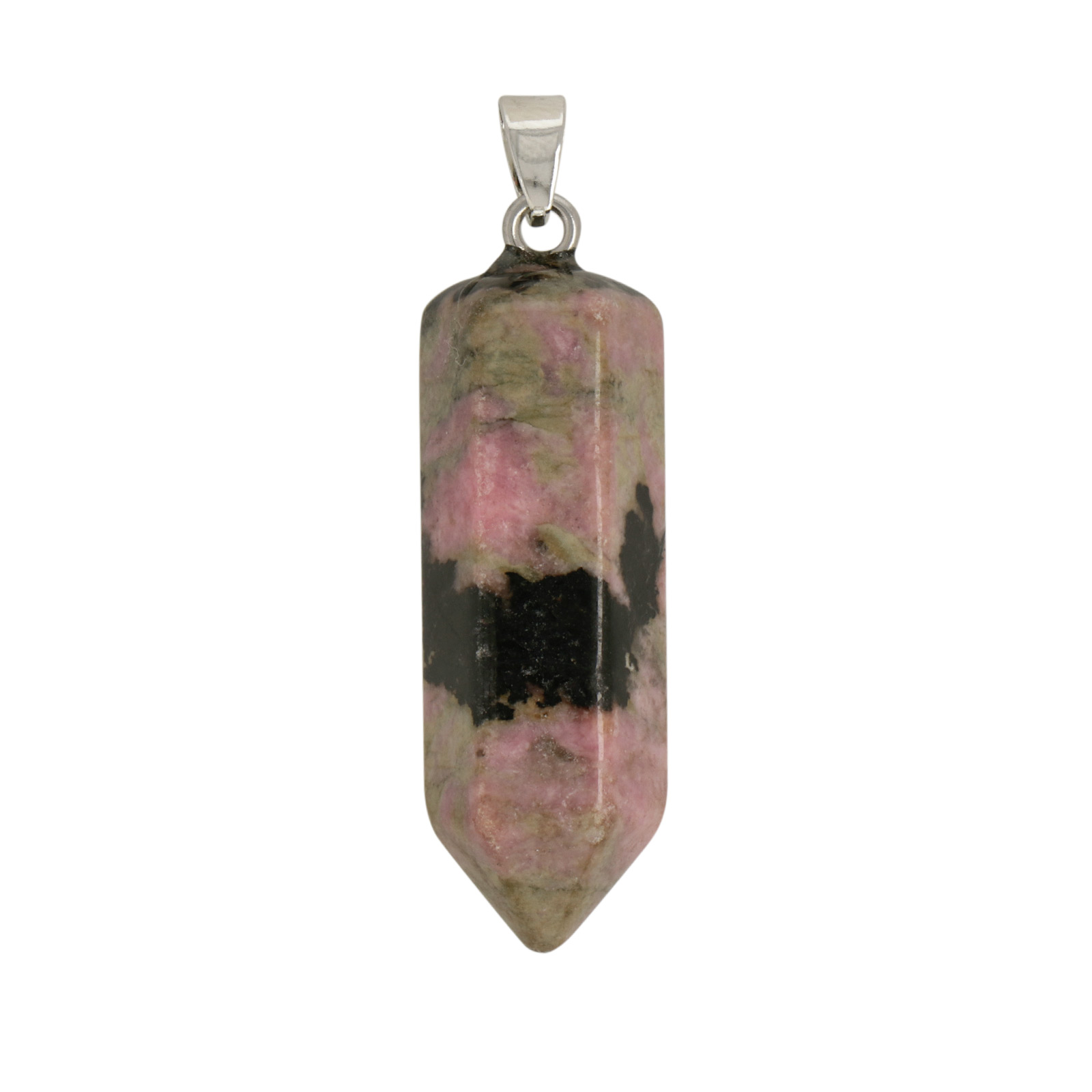 rhodonite point exagonal pendant 45x14mm | 1pc