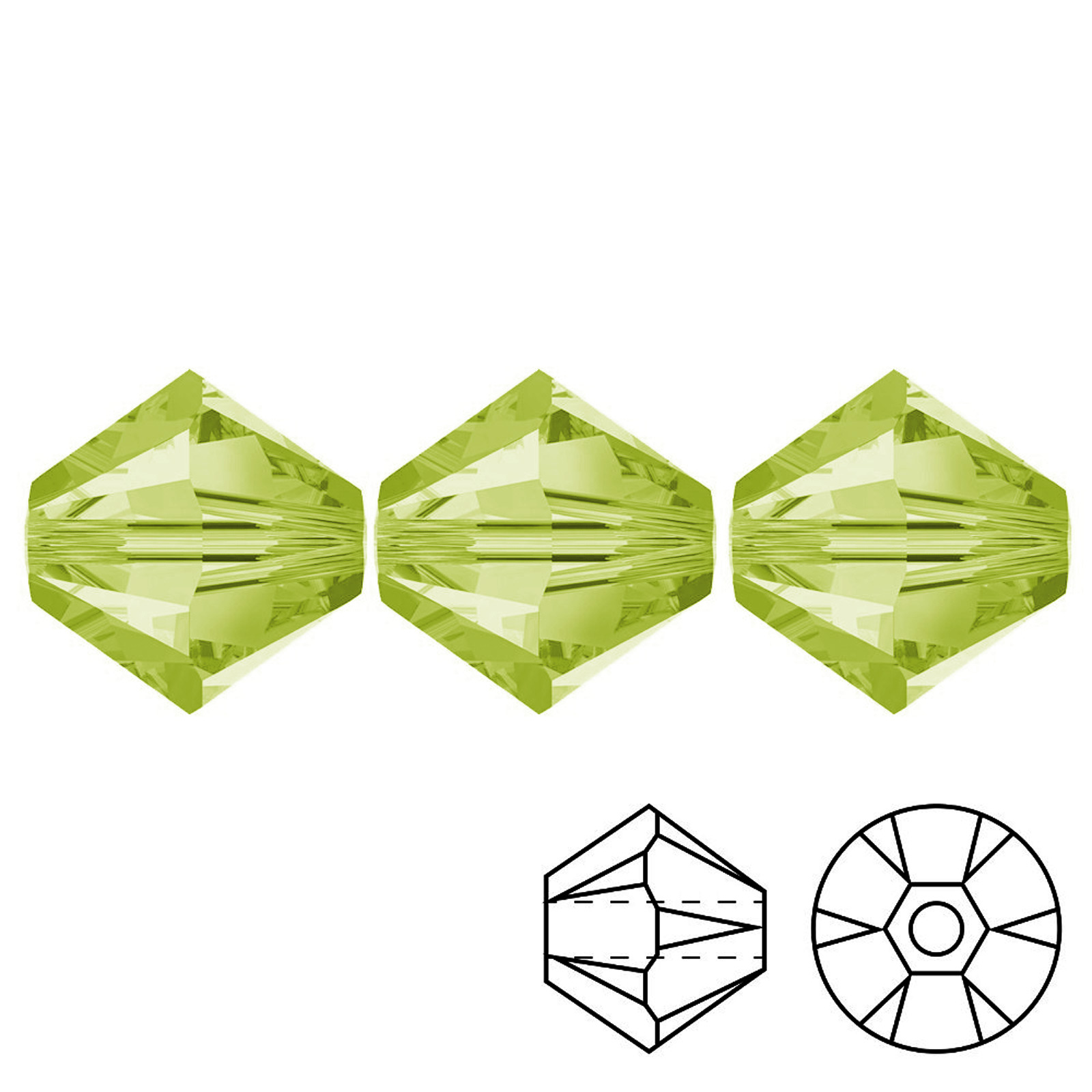 kristall doppelkegel (5328) citrus green 6mm | 20st