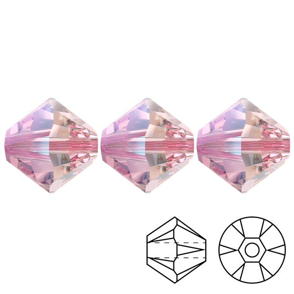 kristall doppelkegel (5328) light rose shimmer 6mm | 20st