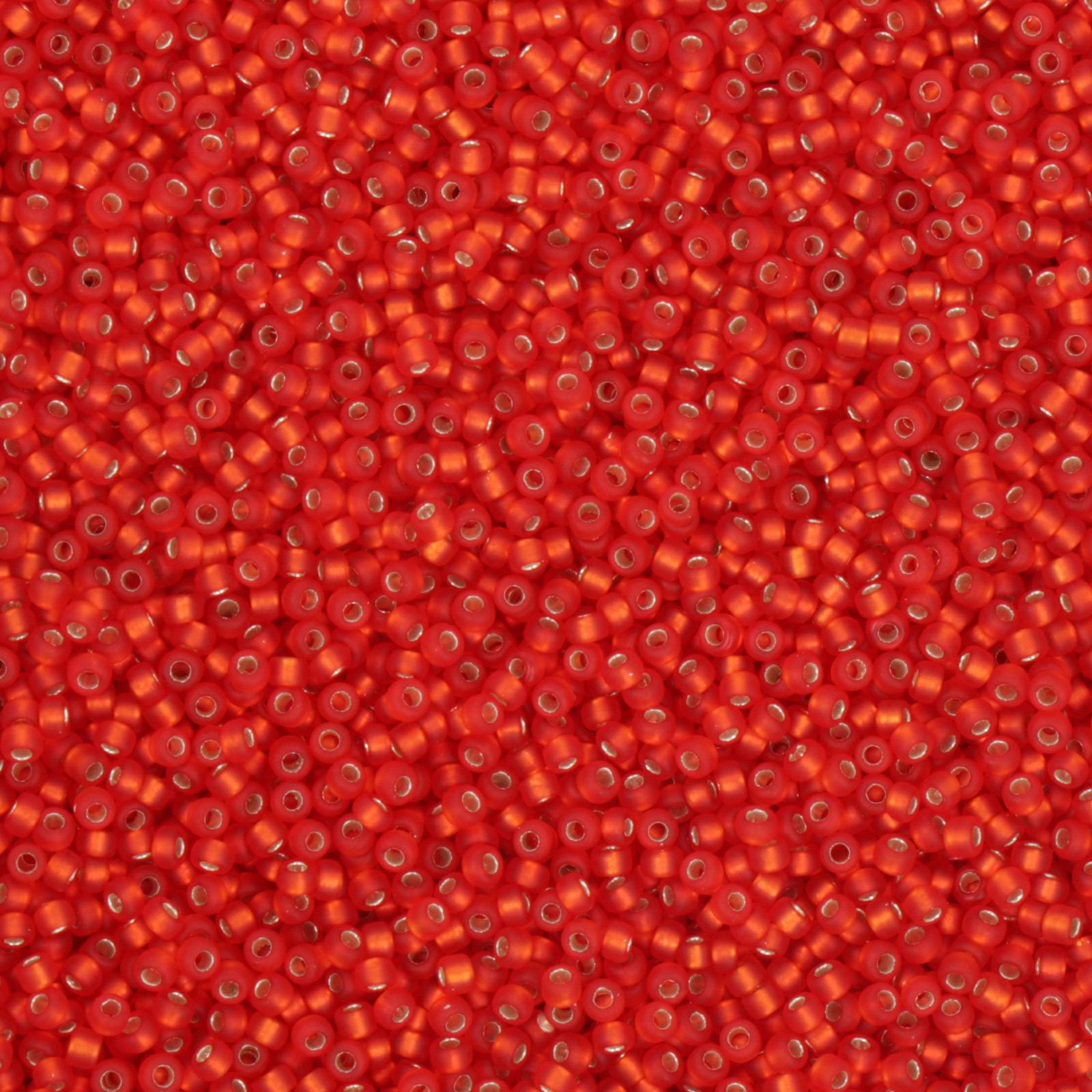 miyuki rocailles 15/0 - matte silver-lined flame red (10f) | 10gr