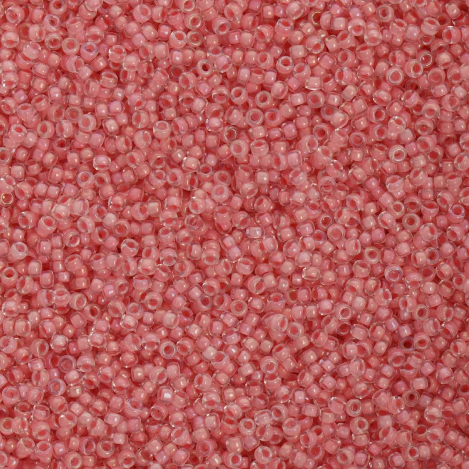 miyuki rocailles 15/0 - color-lined coral/crystal luster (2200) | 10gr
